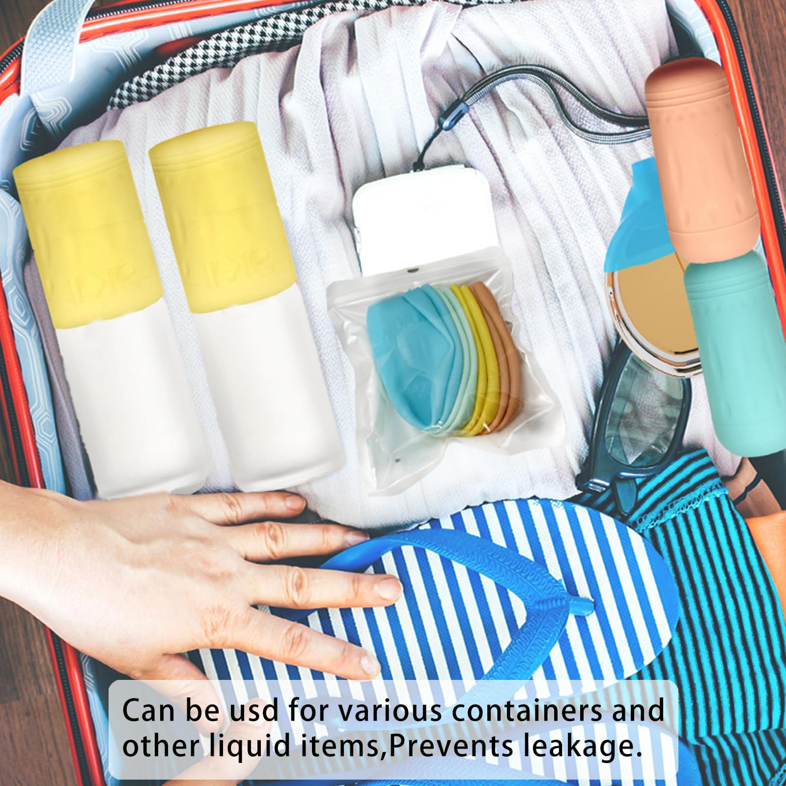 10 PCS Silicone Bottle Covers - Leak-Proof Travel Essentials for Toiletries, Beach Vacations & Cruise Trips | Reusable Protective Sleeves for Men & Women | Perfect for Gym, Camping & Airplane Carry-Ons