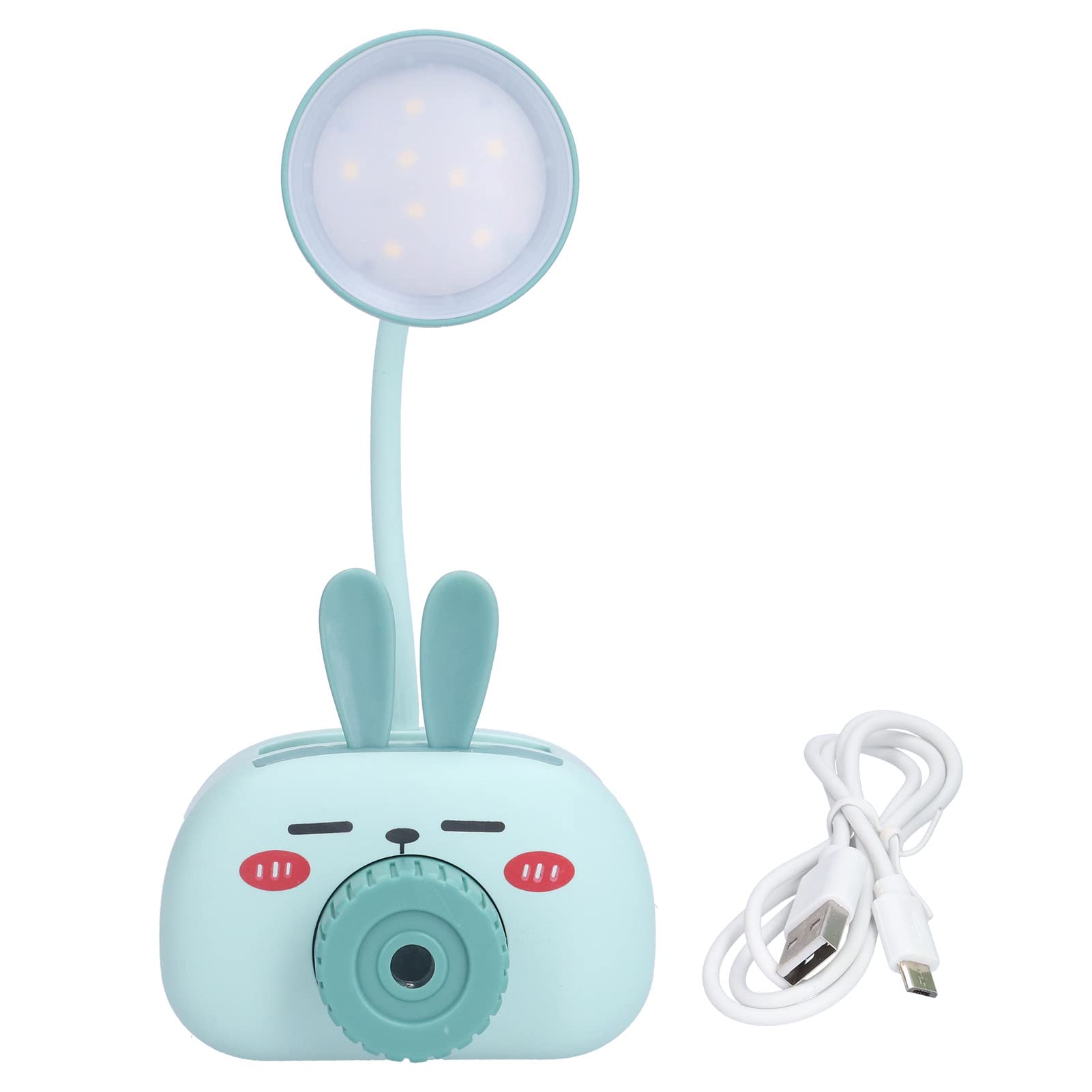 360° Adjustable LED Desk Lamp with Goose Neck - Cute Cartoon Animal Design, Multi-Function Table Light with Pen Holder & Pencil Sharpener - Perfect for Kids Study, Home Office & Reading (Blue)