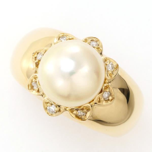 18K Yellow Gold Pearl Diamond Ring for Women - Elegant Bridal Jewelry, Wedding Engagement Gift, Anniversary Present - Perfect for Special Occasions & Everyday Luxury