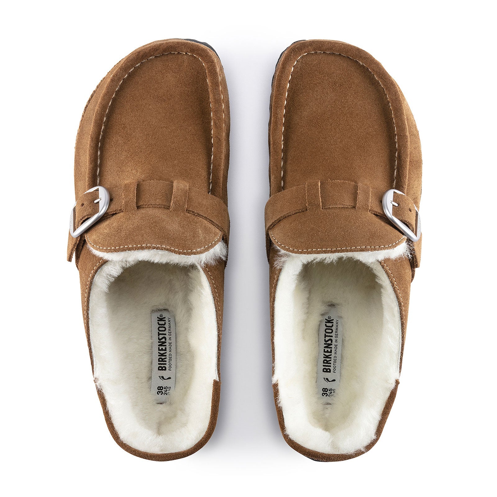 Birkenstock Buckley Narrow Clog for Women - Tea Suede with Natural Shearling Lining | Comfortable House Shoes for Indoor & Outdoor Wear, Perfect for Relaxing at Home or Running Errands