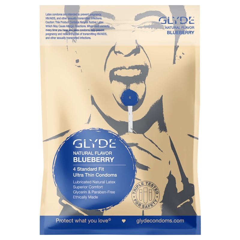 Glyde Natural Flavor Condoms - Berry Flavored (4 Pack) | Ultra Thin & Safe Protection for Enhanced Intimacy | Perfect for Couples & Romantic Nights