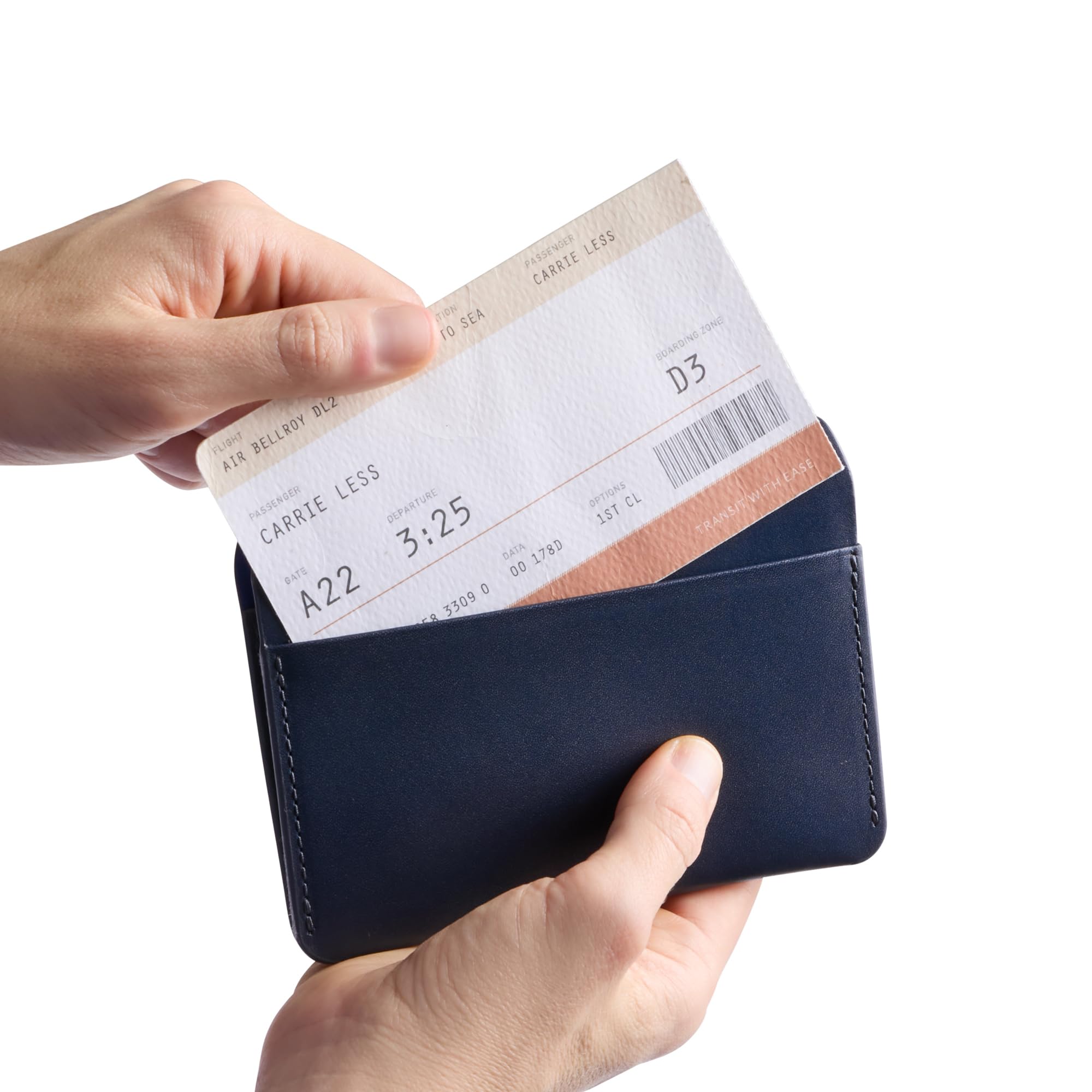 Bellroy Slimline Passport Cover - RFID Blocking Travel Wallet with Card Slots & Cash Pocket | Navy Blue Leather Document Holder for International Trips & Business Travel