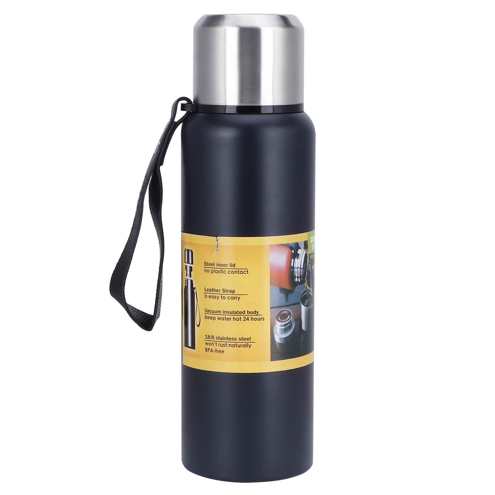 Omabeta Premium Stainless Steel Vacuum Insulated Travel Mug - 16oz Leak-Proof Rope Handle Coffee Thermos for Hiking, Camping & Office Use