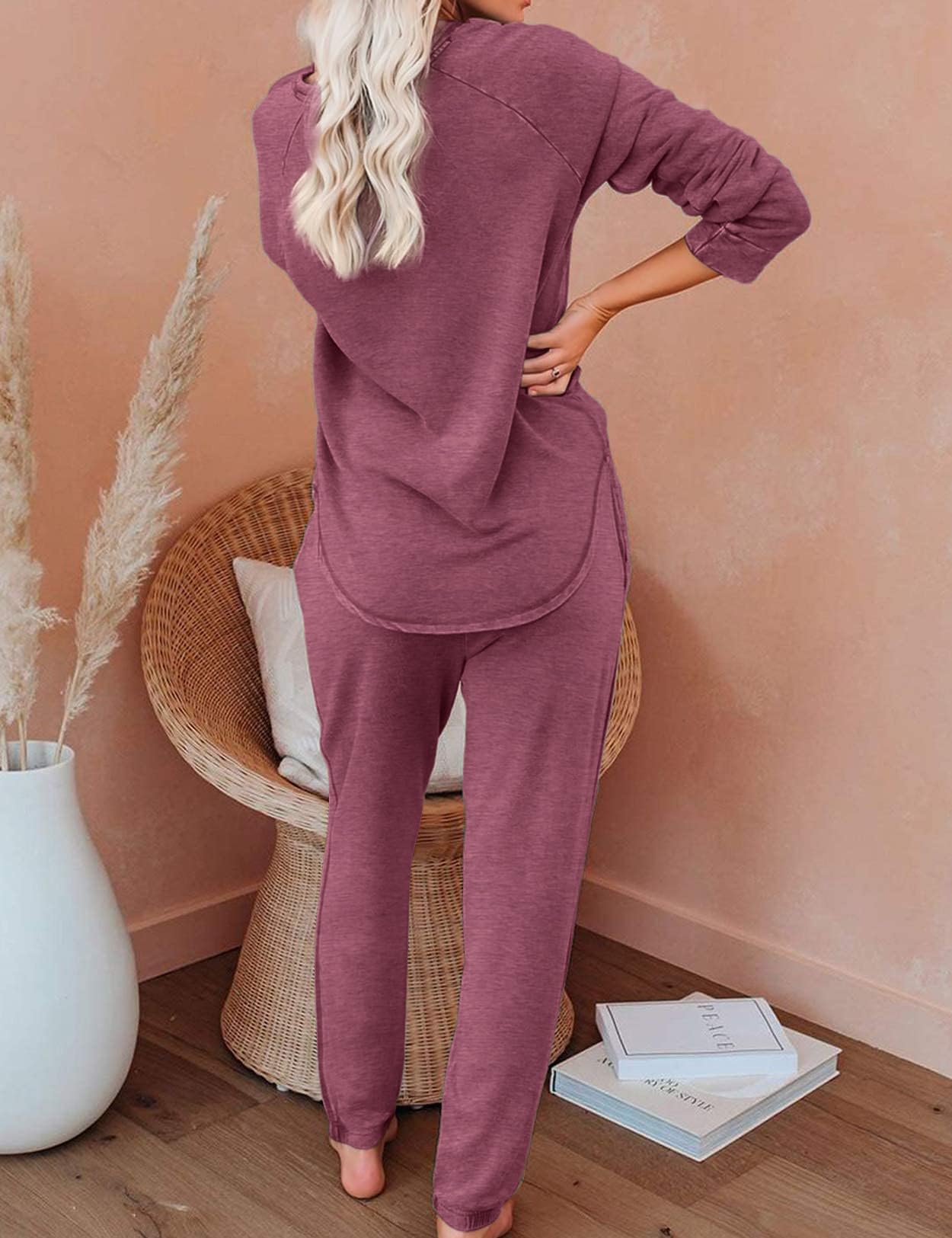 Women's 2 Piece Lounge Set - Long Sleeve Tops & Jogger Sweatpants Comfy Loungewear for Home, Yoga & Relaxation | Soft Pajama Sets for Women
