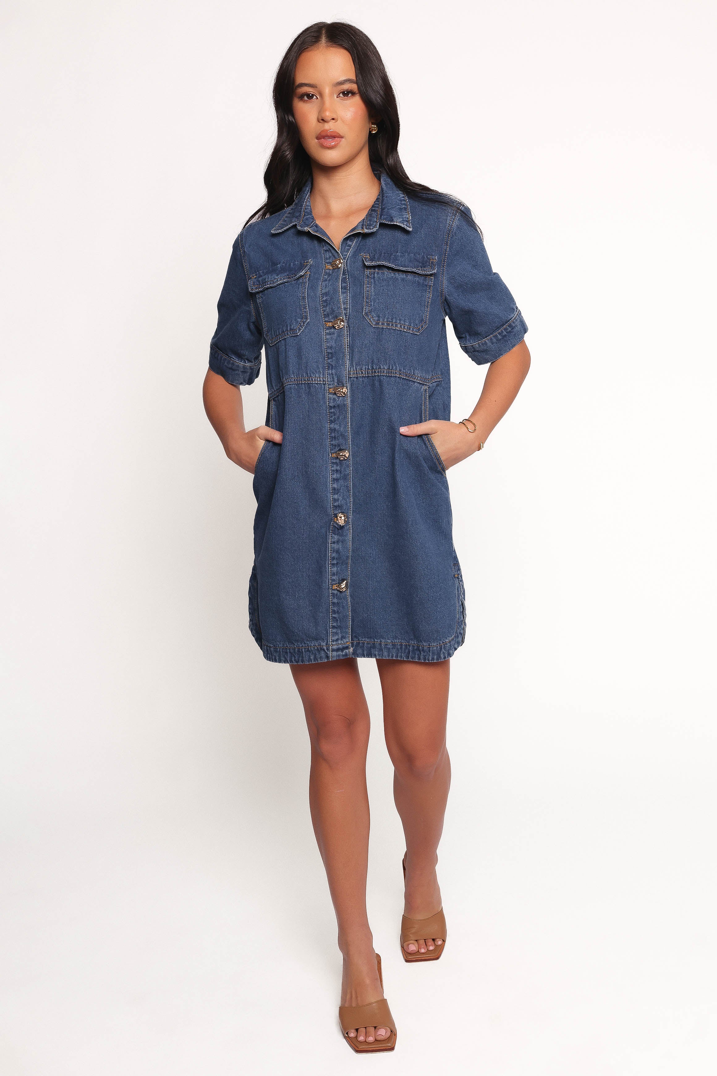Fleming Denim Mini Shirt Dress for Women - Casual & Stylish Outfit for Daytime, Brunch, and Summer Wear
