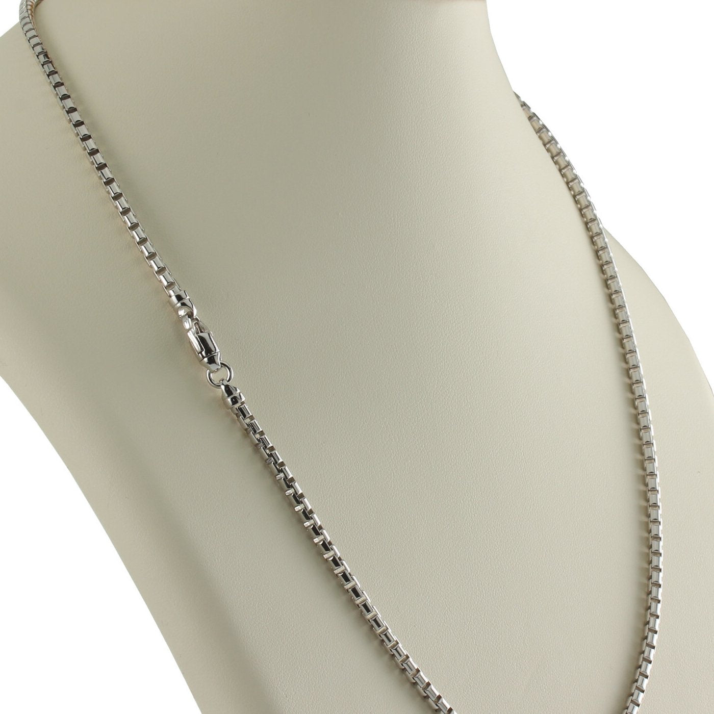 1MM 019 Rhodium Plated Round Box Chain Necklace - .925 Solid Sterling Silver 16-20 Inch - Dainty Layering Jewelry for Women, Gift for Her, Everyday Wear & Special Occasions