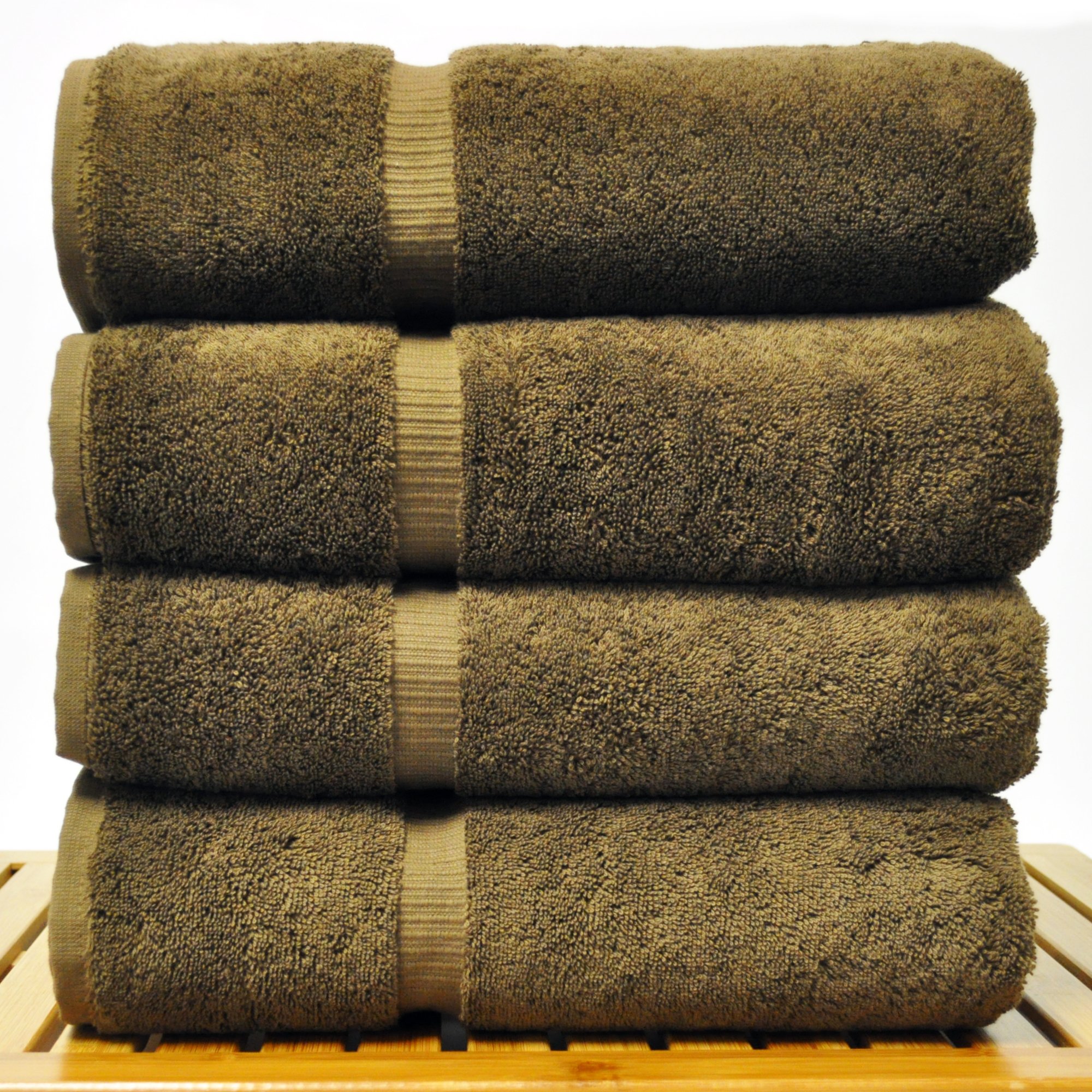 Premium Turkish Cotton Bath Towels Set of 4 - Super Absorbent & Quick Dry - Cocoa Color - Soft Luxury Towels for Bathroom, Beach, Spa & Gym Use