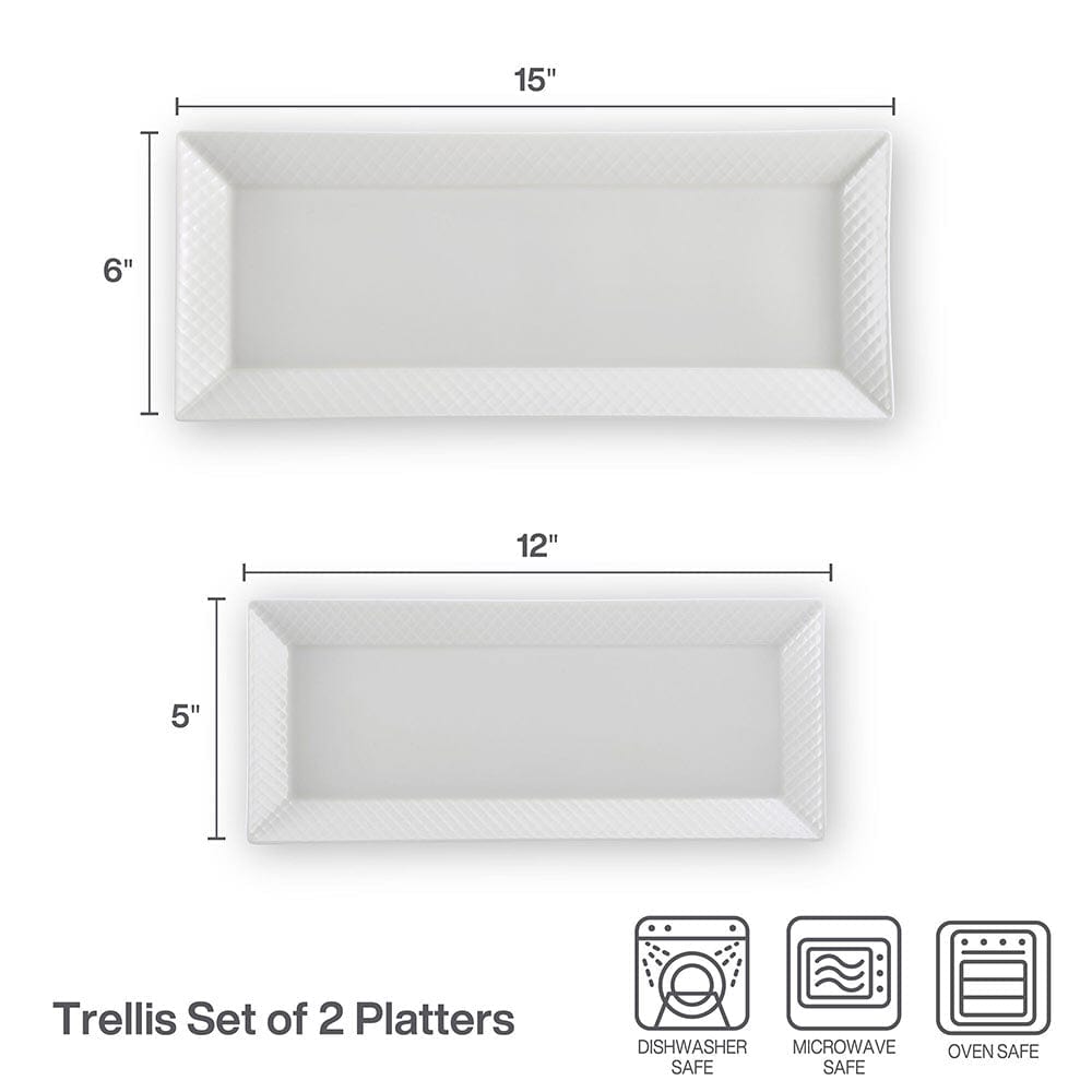 Premium White Trellis Bread Trays - Set of 2 | Rustic Farmhouse Kitchen Decor for Bread Storage & Serving | Perfect for Bakeries, Restaurants, and Home Baking