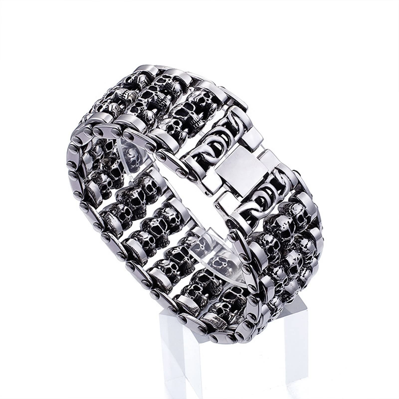 **Men's Black Cuban Link Bracelet - Stainless Steel Skeleton Bangle for Men | Stylish & Durable Jewelry for Casual Wear, Parties & Gifts**
