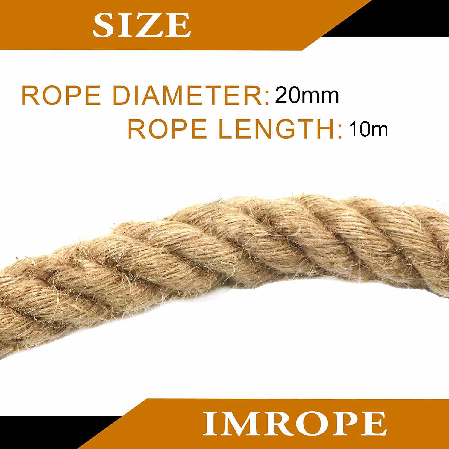 10m Sisal Rope 20mm - Natural Twine Cord, Thick Jute Hemp Manila Rope for DIY Crafts, Home Decor, Macrame, Gardening & Outdoor Projects