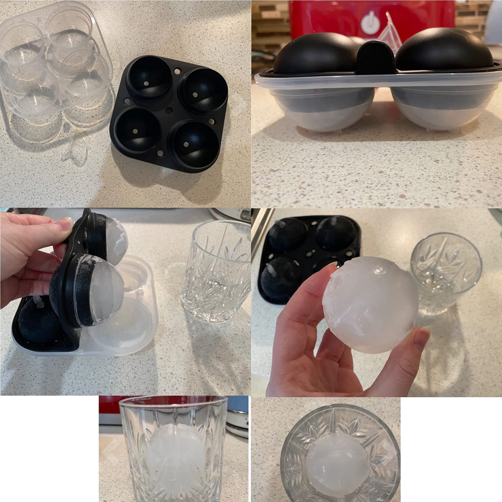 Premium Silicone Ice Ball Maker Molds - 6.6cm (3in) Large Sphere Ice Cube Trays for Whiskey, Cocktails & Beverages | Perfect for Kids' Candy, Pudding, Jelly, Milk & Chocolate Treats | Durable Reusable Ice Cube Molds for Home Bars, Parties & DIY Desserts