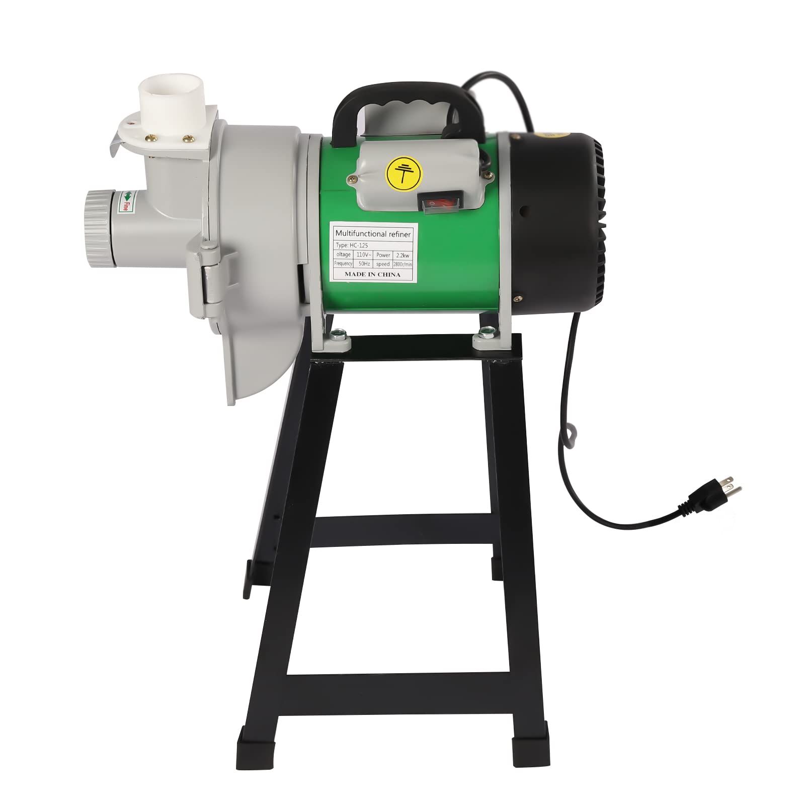 2200W Commercial Electric Grain Mill Grinder - 45kg/h High Capacity Corn/Wheat Flour Mill Machine with Funnel - 2800RPM Wet/Dry Feed Grinder for Kitchen & Bakery (110V/60Hz, Green) - Perfect for Home Baking, Coffee Shops, and Small Food Businesses
