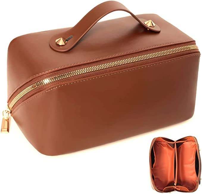 PRISO Travel Makeup Bag - Large Opening Cosmetic Organizer for Easy Access (Multicolor) - Perfect for Travel & Daily Use