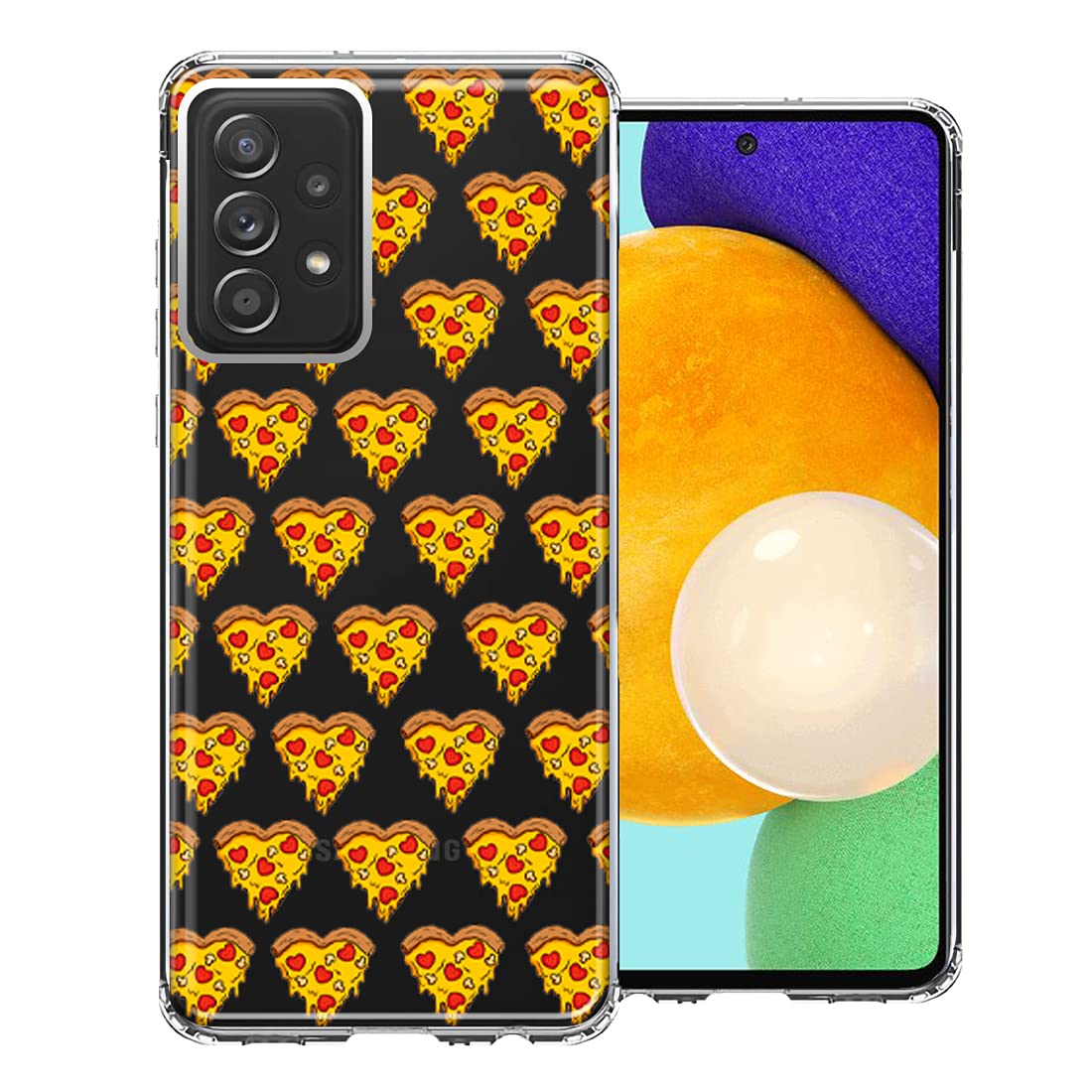 Samsung Galaxy A52 Phone Case - Pizza Hearts & Polka Dots Design, Double Layer Protective Cover for Shock Absorption | Perfect for Everyday Use, Travel, and Gift Giving