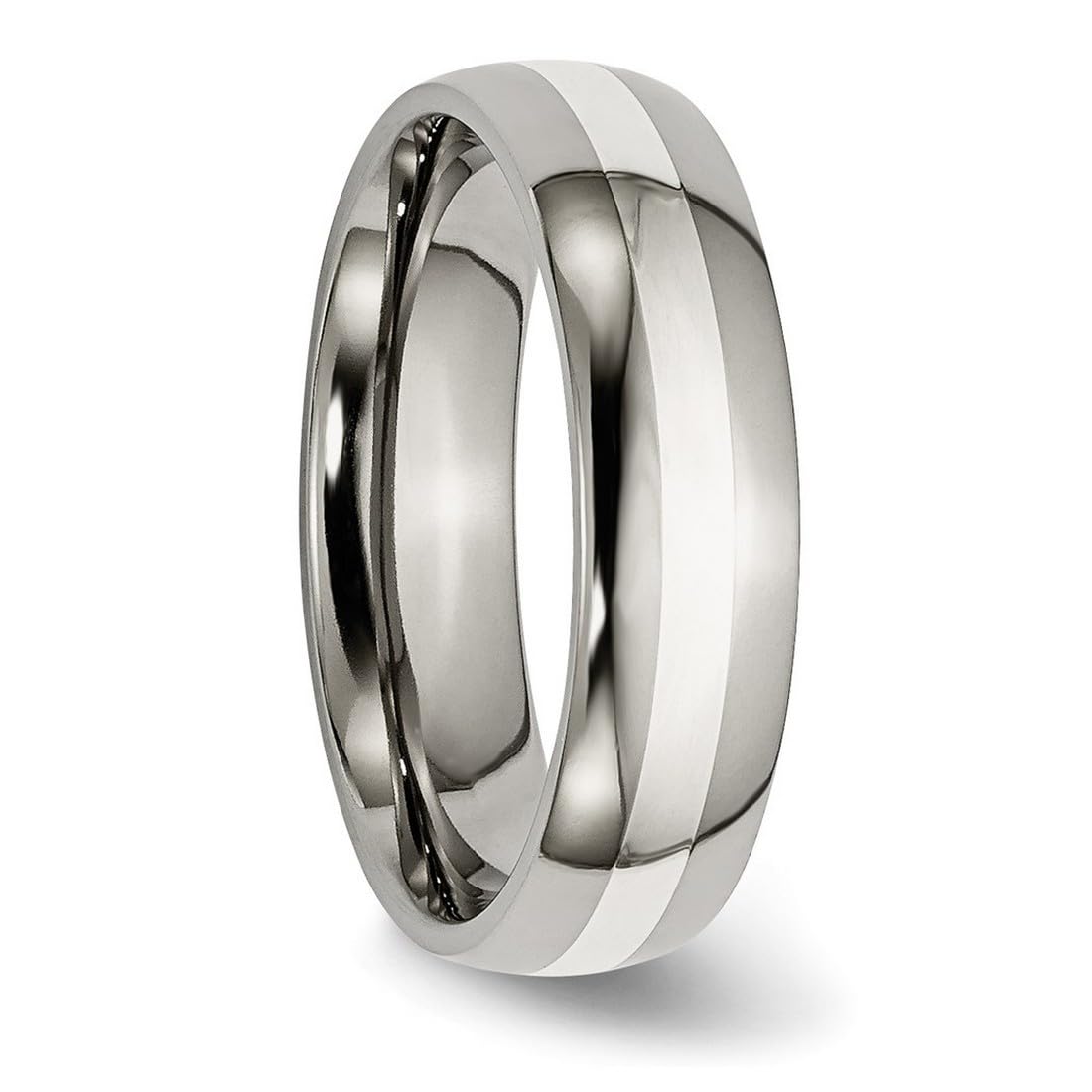Titanium Sterling Silver Inlay Polished 6mm Wedding Band Ring for Women & Men - Elegant Unisex Wedding Jewelry for Engagement, Anniversary & Couple Gifts
