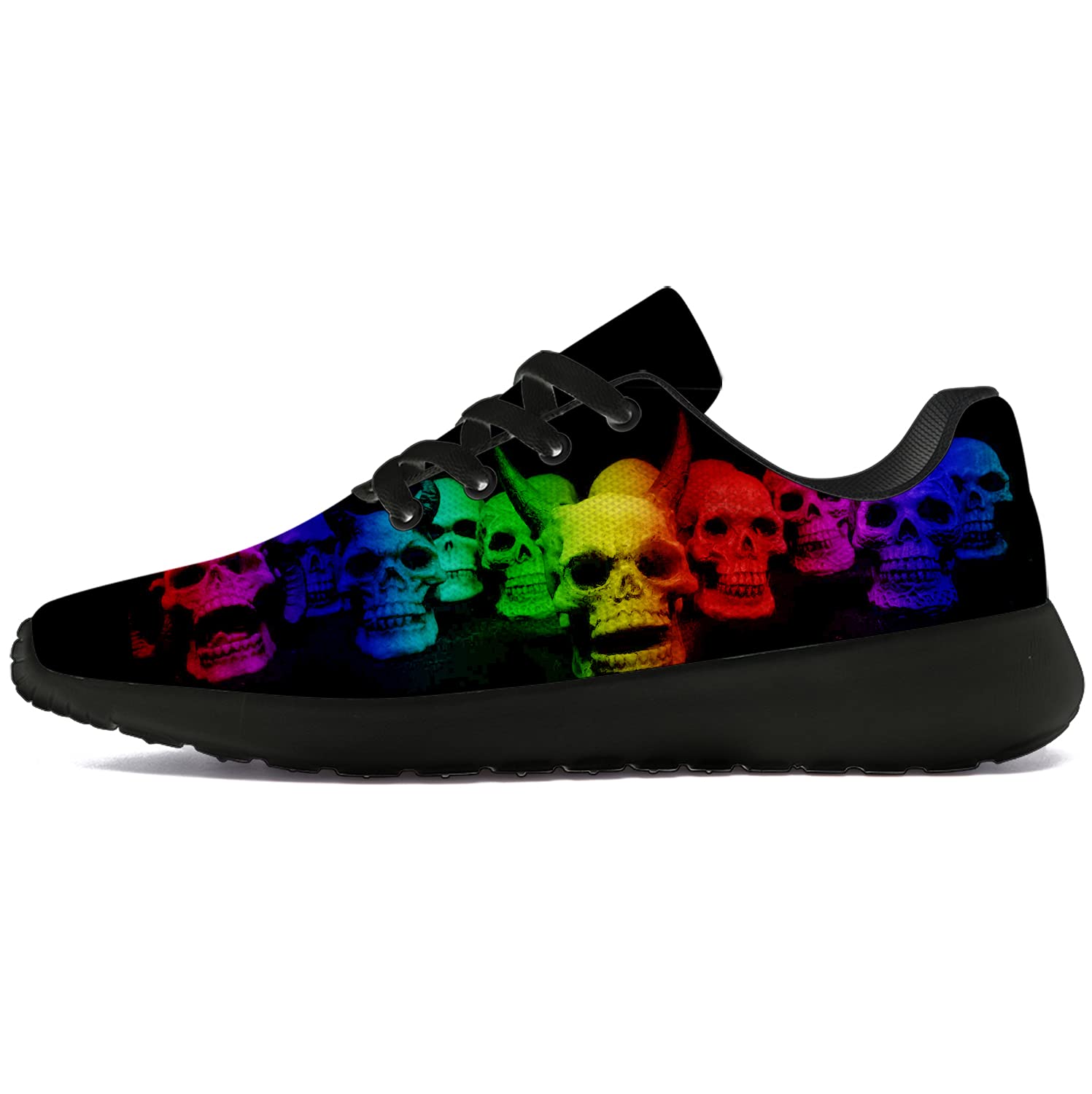 **Unisex LGBTQ Pride Running Shoes - Rainbow Skull Design Comfortable Walking & Tennis Sneakers for Men & Women (Size 10 Men/11.5 Women) - Perfect for Pride Parades, Workouts & Casual Wear**
