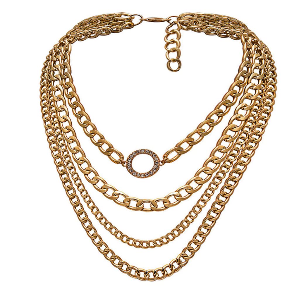 Punk Chain Chunky Necklaces for Women - Multilayer Collar Necklace in Gold | Gothic Jewelry for Edgy Outfits & Rocker Style