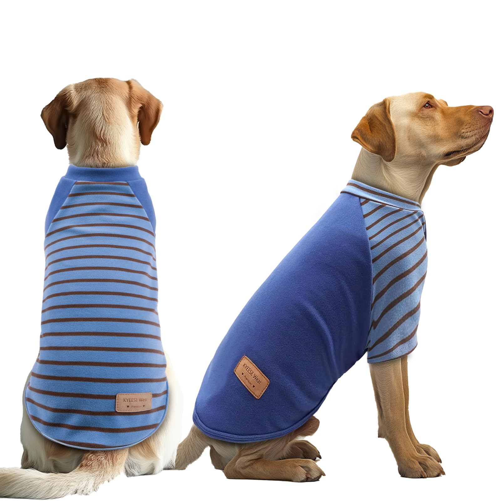 KYEESE 2 Pack Soft Fleece Dog Sweaters for Medium & Large Dogs - Warm Stretchy Dog Coats & Sweatshirts for Winter, Outdoor Walks and Indoor Comfort