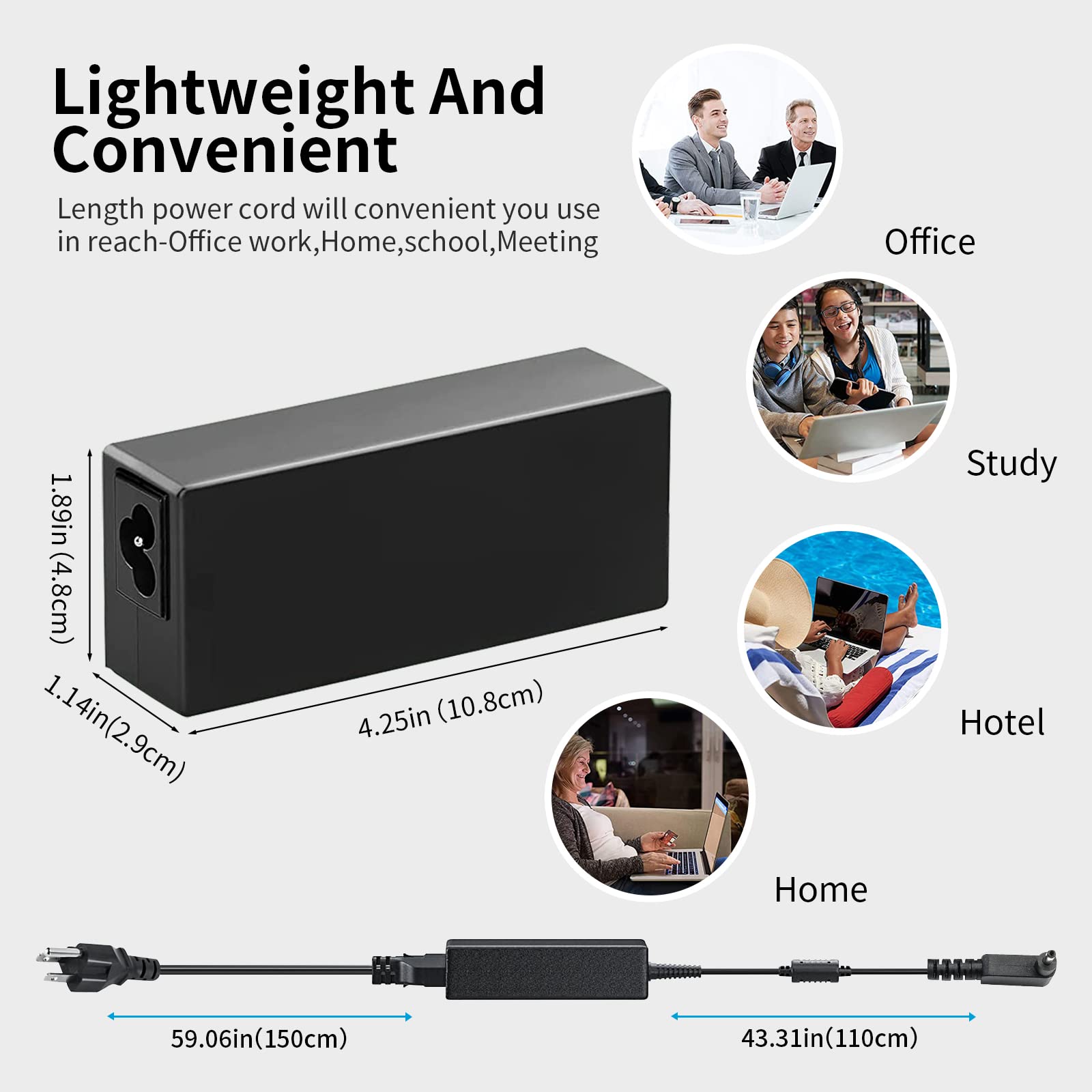 45W Fast Laptop Charger Replacement for Acer Chromebook - USB-C Power Adapter with Quick Charge - Perfect for Home, Office & Travel Use