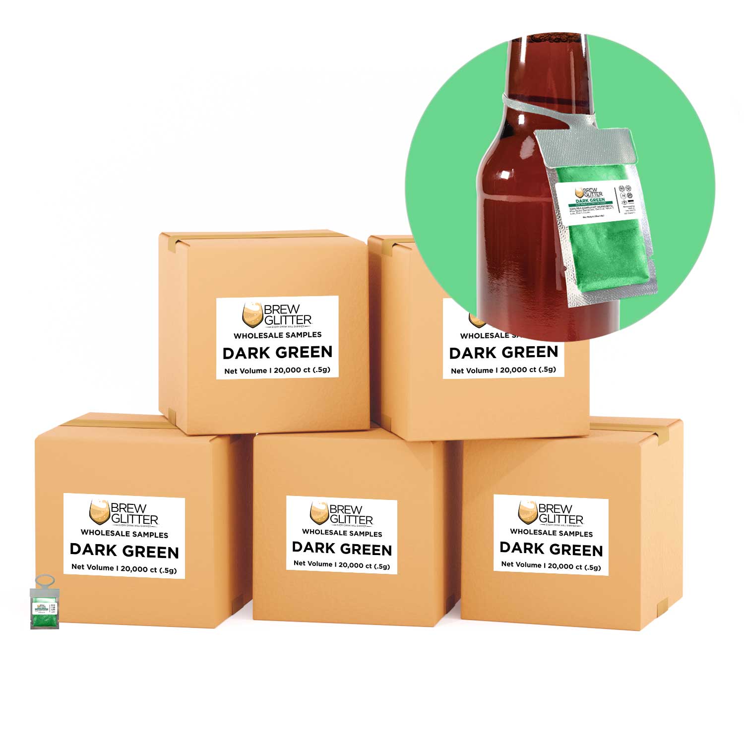 Premium Dark Green Brew Glitter® Necker Scarf - Bulk Wholesale for Coffee Shops, Bars & Breweries - Perfect for Staff Uniforms & Branding Accessories