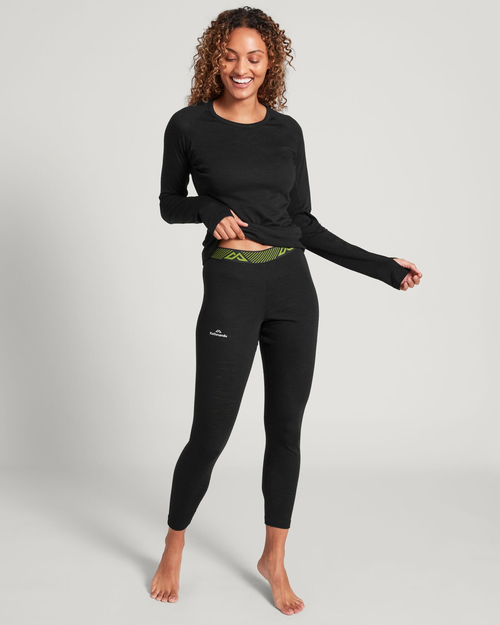KMDAscent Women's High Waist Yoga Leggings - Black/Icon Green - Perfect for Workout, Running & Gym