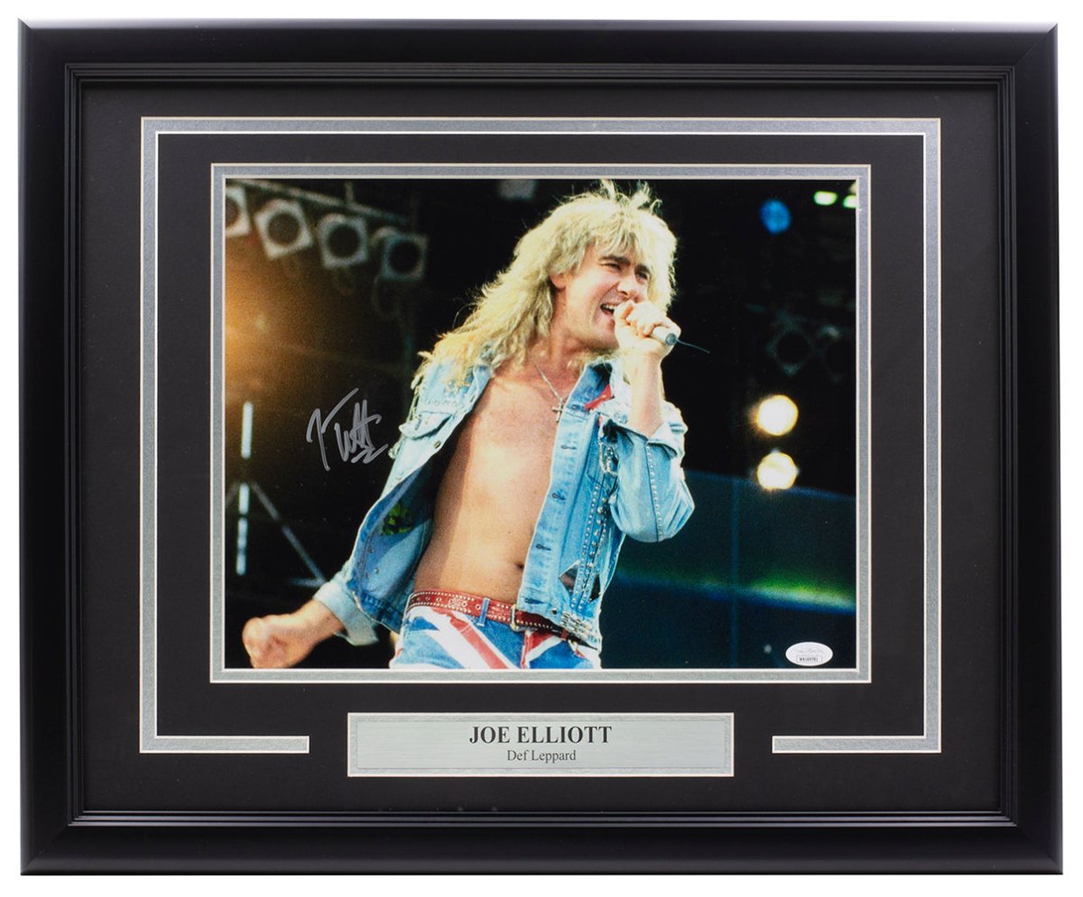 Joe Elliott Autographed 11x14 Framed Def Leppard Photo with Blonde Hair - JSA Certified - Perfect for Rock Music Fans & Memorabilia Collectors