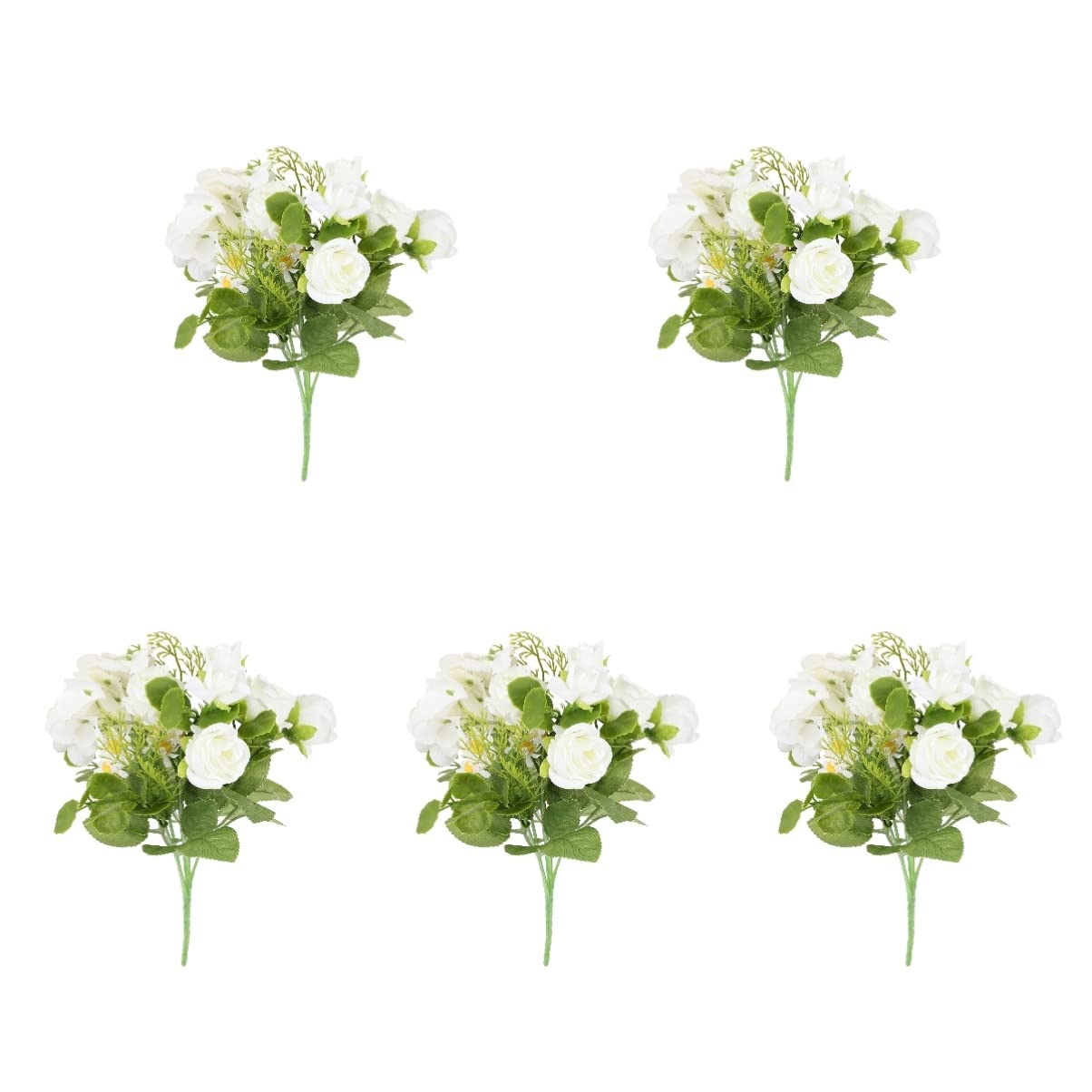 Bestoyard 5pcs Artificial Daisy Bouquet - Realistic Fake Daisy Stems for Wedding, Bridal, Home Decor, Table Centerpieces - Long-Lasting Floral Arrangement for Parties, Events & DIY Crafts