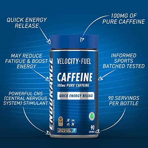 Applied Nutrition Endurance Pure Caffeine Capsules 100ct - Unflavored Energy Boost for Workouts, Focus & Performance | Pre-Workout Supplement for Athletes & Fitness