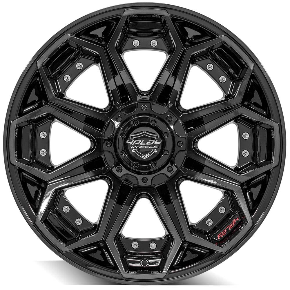 4Play Gen2 4P80R 20x10.0 Gloss Black Wheels with Brushed Face & Tinted Clear - 18