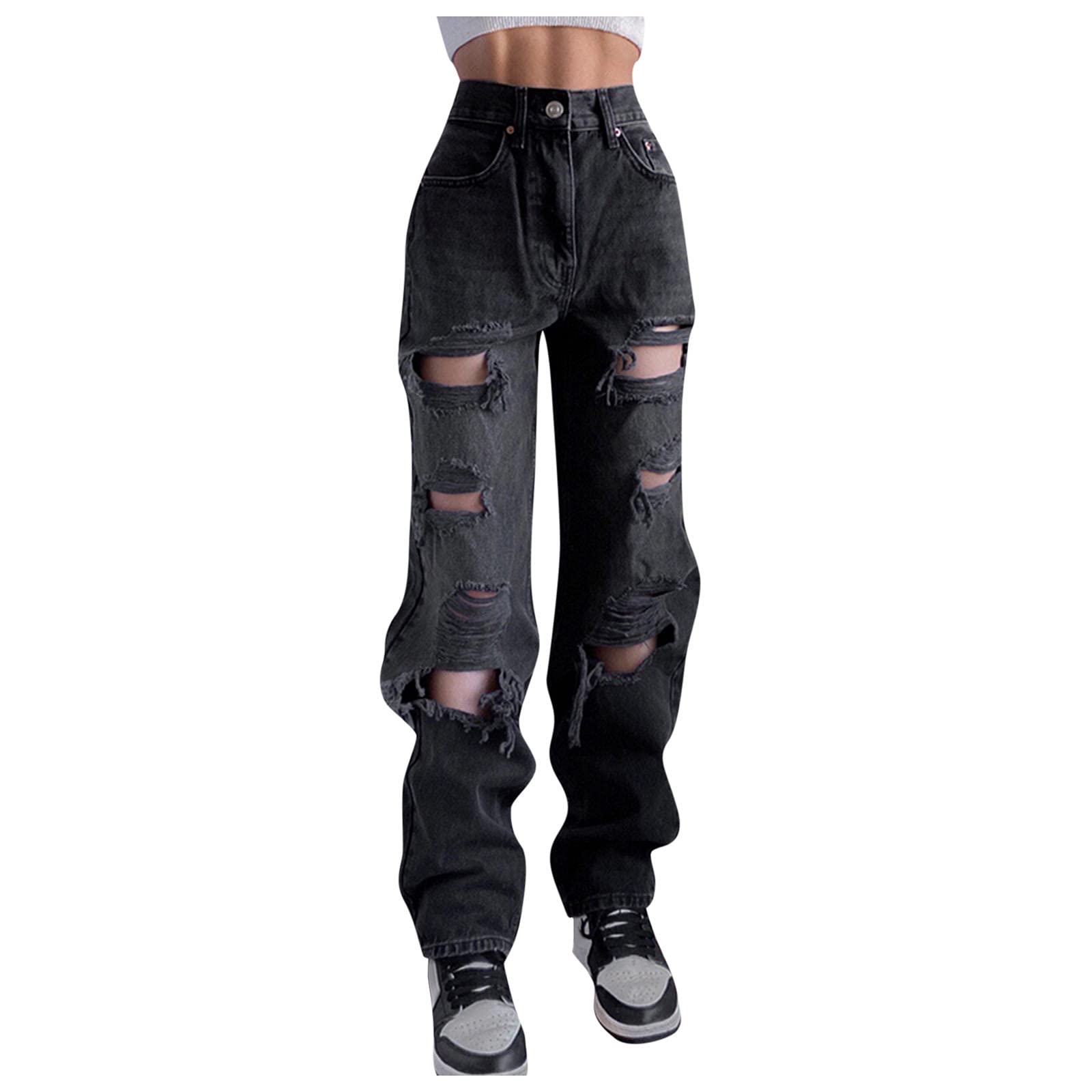 Slim High Waist Women's Denim Jeans with Hole Pocket - Sailor Pants for Autumn Fashion | Casual Wear, Street Style & Everyday Outfits