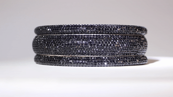 Sundar Bangles - Bollywood Jet Black Crystal Bangles for Women | Elegant Handmade Jewelry for Parties, Weddings & Special Occasions