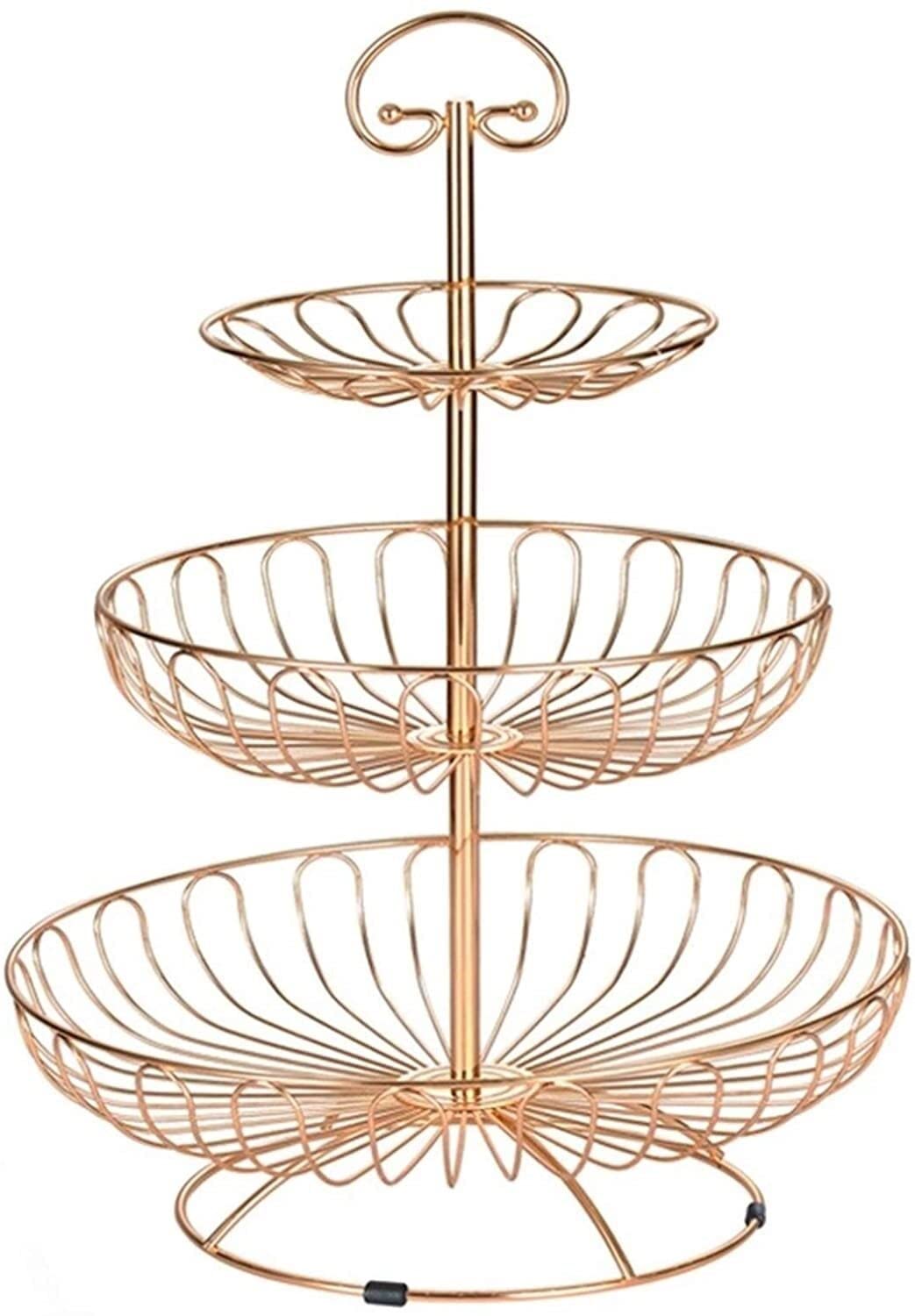 3-Tier Metal Fruit Bowl Set - Gold Kitchen Fruit Basket Organizer for Countertop, Dining Table & Living Room | Decorative Fruit Stand for Apples, Bananas & More | Perfect for Home, Office & Party Decor