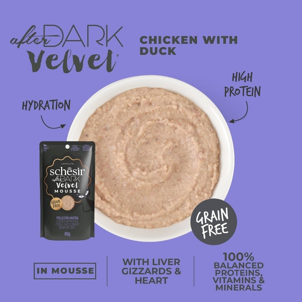 Schesir After Dark Complete & Balanced Wet Cat Food for Adult Cats - 80g, High Protein with Essential Vitamins & Minerals - Perfect for Nighttime Feeding & Weight Management