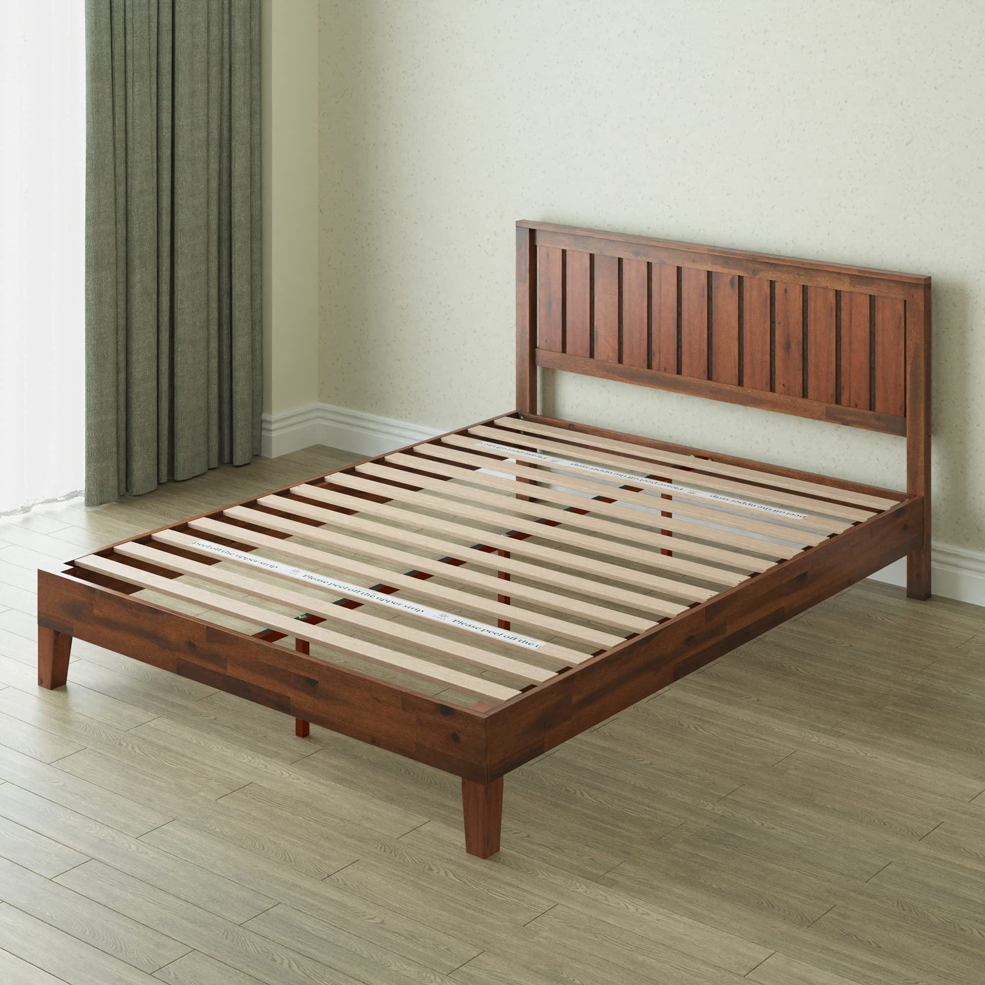 ZINUS Vivek Deluxe Wood Platform Bed Frame with Headboard | Solid Wood Slat Support | No Box Spring Required | Easy Assembly | King Size Bed | Perfect for Master Bedroom, Guest Room & Modern Home Decor