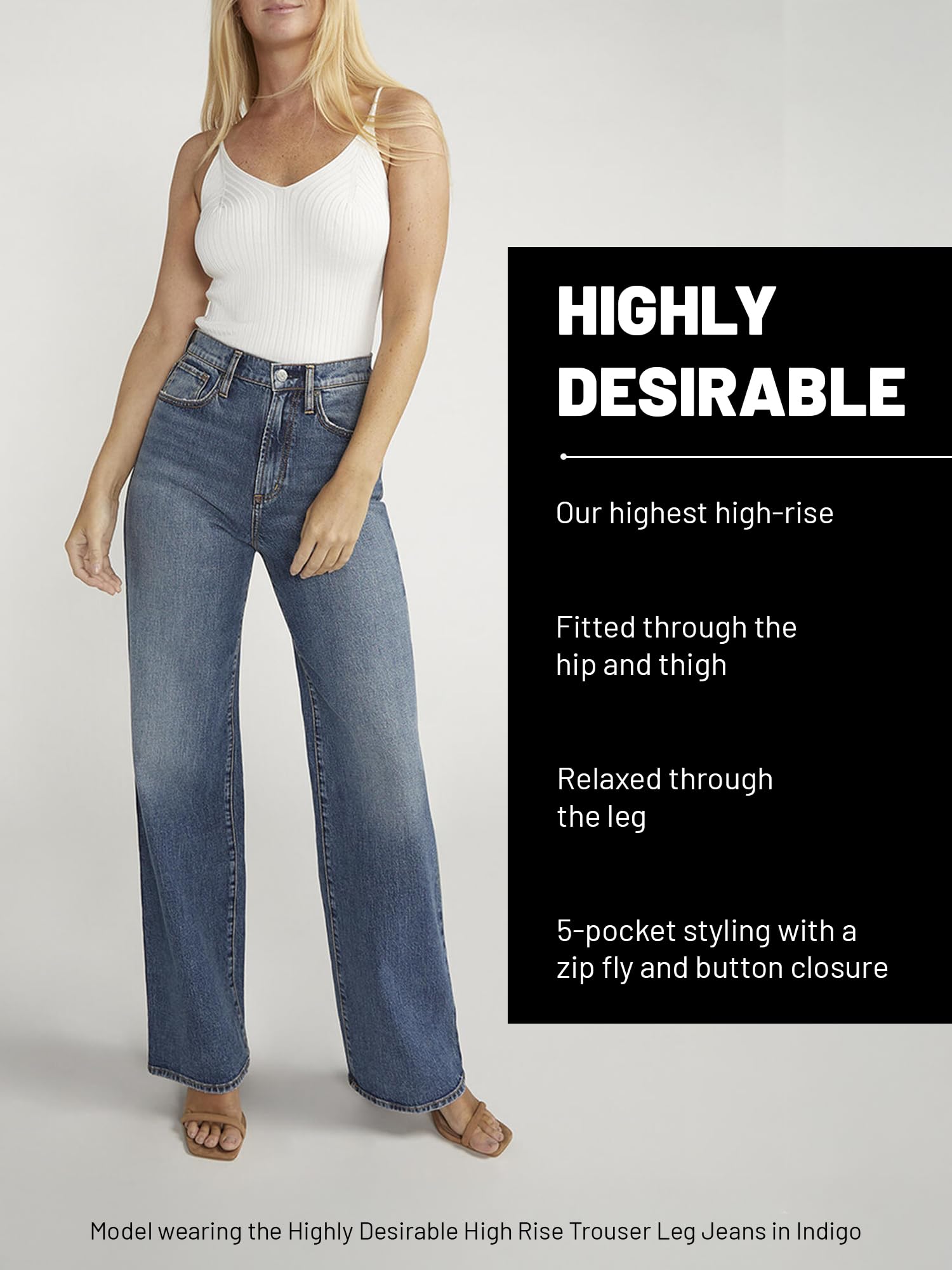 Silver Jeans Co. Women's Plus Size High Rise Straight Leg Jeans - Comfortable Stretch Denim Pants for Casual Wear & Everyday Outfits