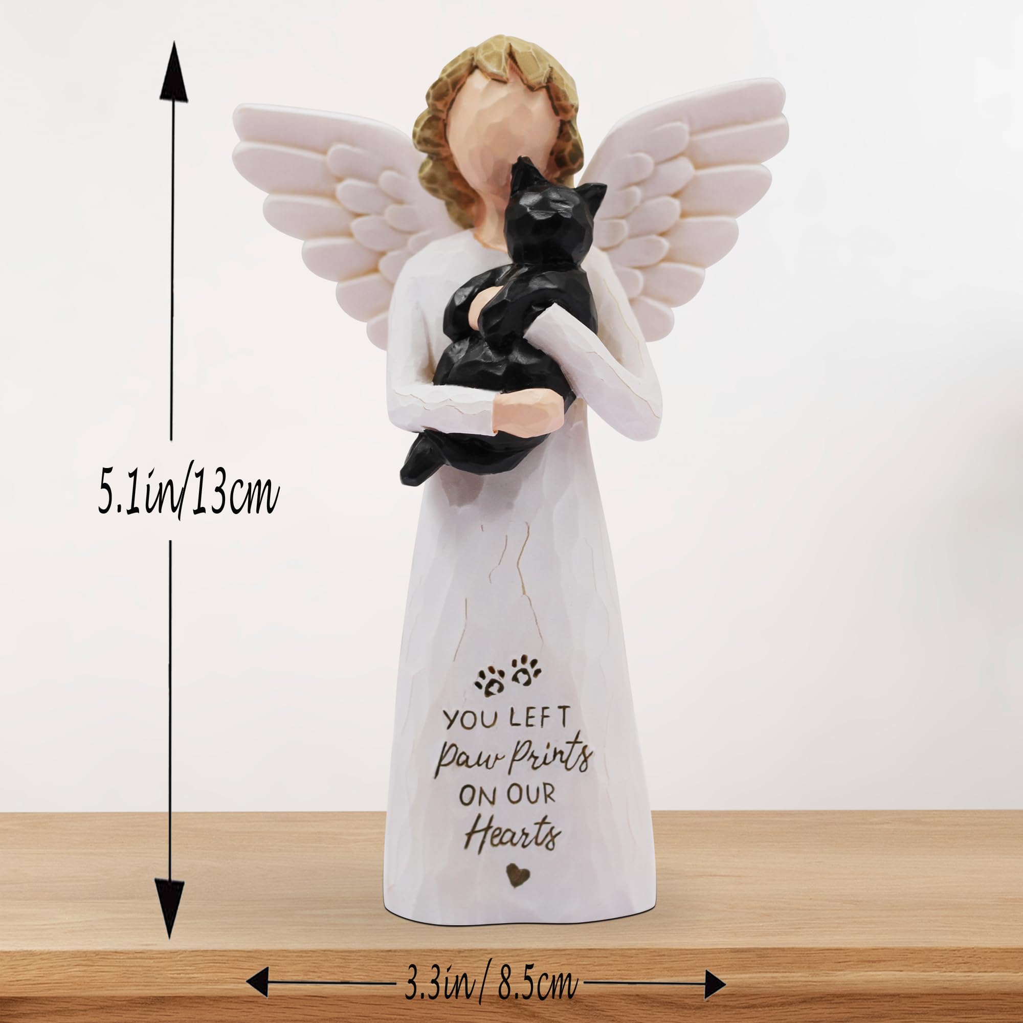 Hand-Painted Black Cat Angel Figurine - Memorial Gift for Loss of Cat | Sympathy Pet Keepsake for Grieving Cat Owners | Perfect for Home Memorial Display or Comforting Gift