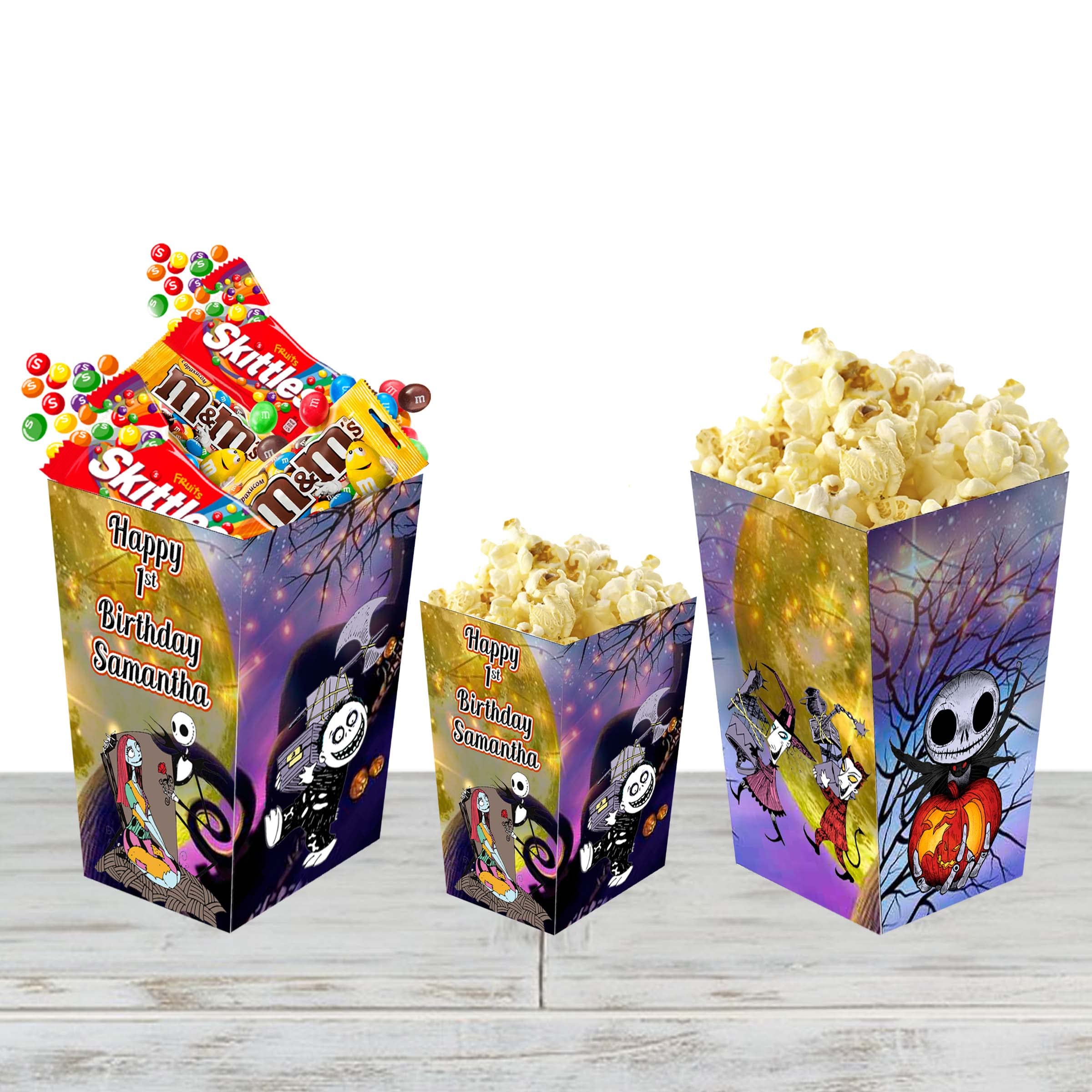 Nightmare Before Christmas Popcorn Bucket & Candy Container Set - 12 Pack | Halloween Party Supplies, Movie Night Snacks, Themed Gift Boxes