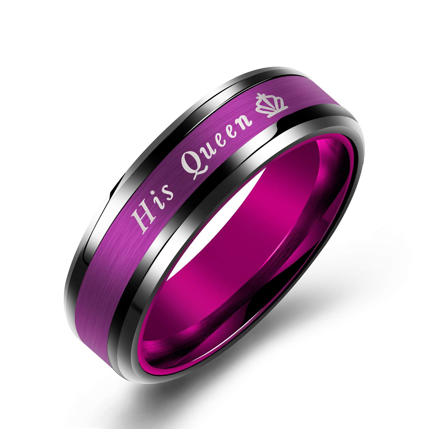 His & Queen Wedding Rings Set - Stainless Steel Bridal Bands for Men & Women - Anniversary, Engagement & Promise Rings - Size 5 - Perfect for Couples, Weddings & Romantic Gifts