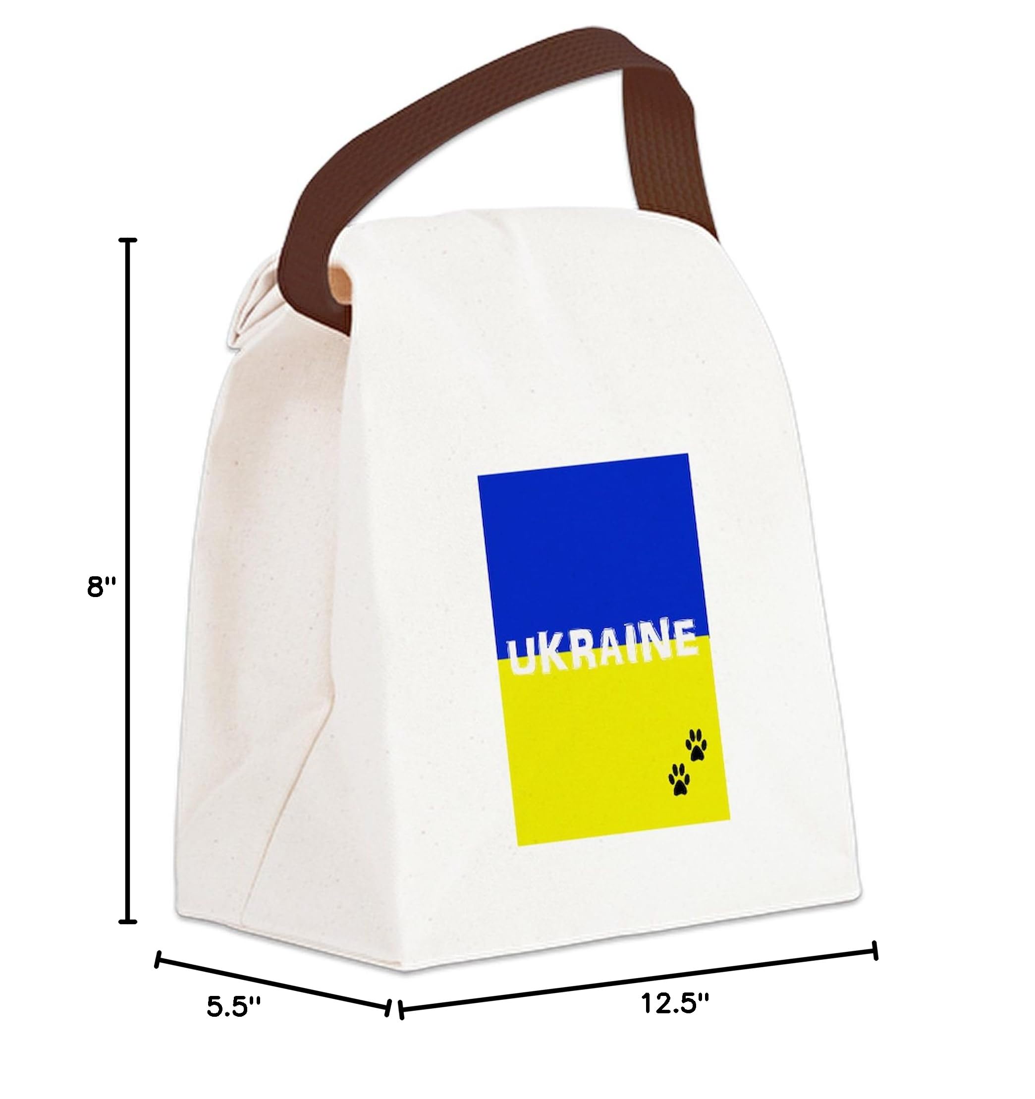 Ukraine Paws Canvas Lunch Bag with Adjustable Strap Handle - Insulated Reusable Tote for Work, School & Picnics - Cute Animal Print Lunchbox for Adults & Kids