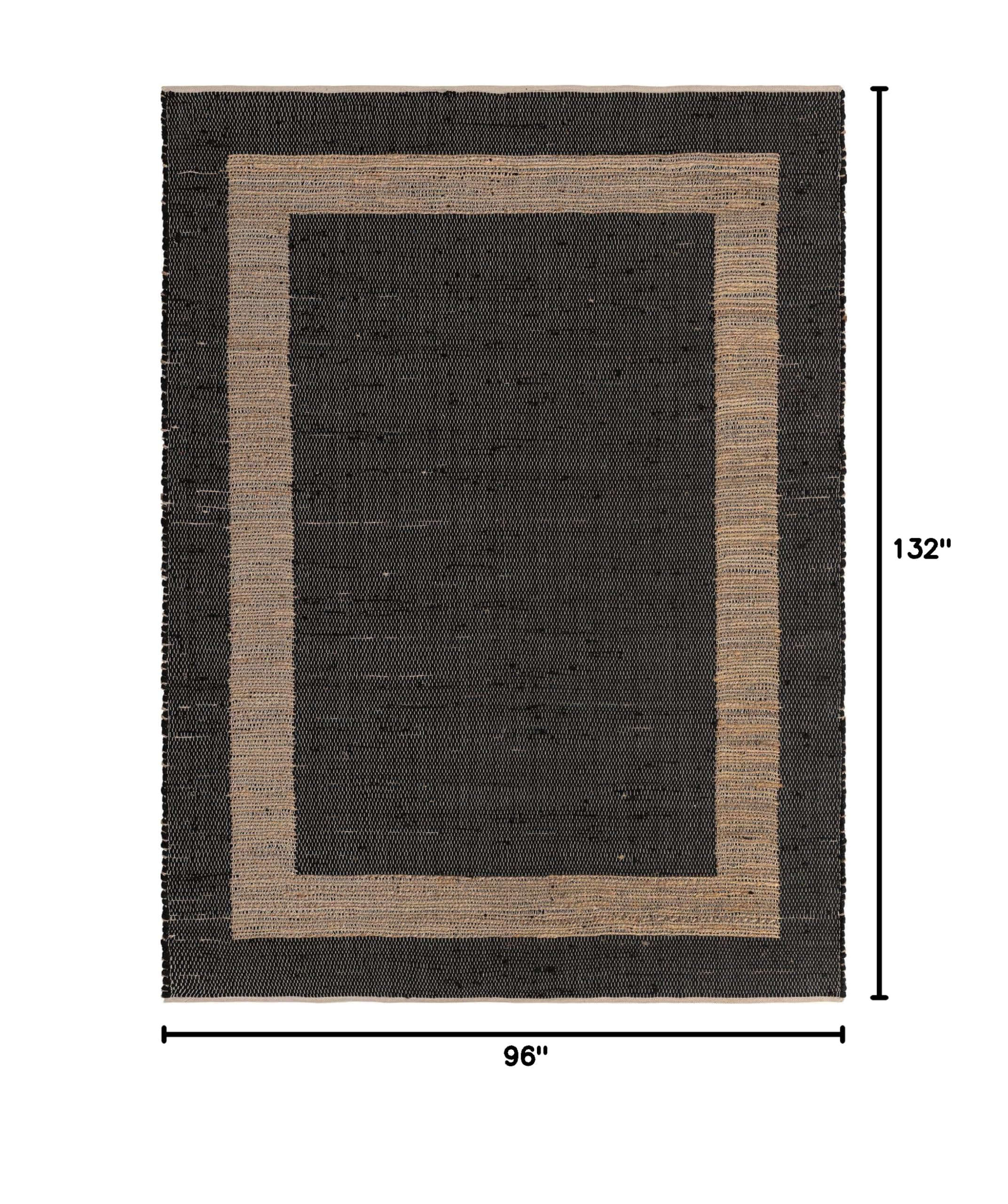 Unique Loom Chindi Jute Collection 8' x 11' Rectangle Area Rug in Black & Navy Blue - Boho Chic Living Room Decor, Bedroom Accent Rug for Home & Office