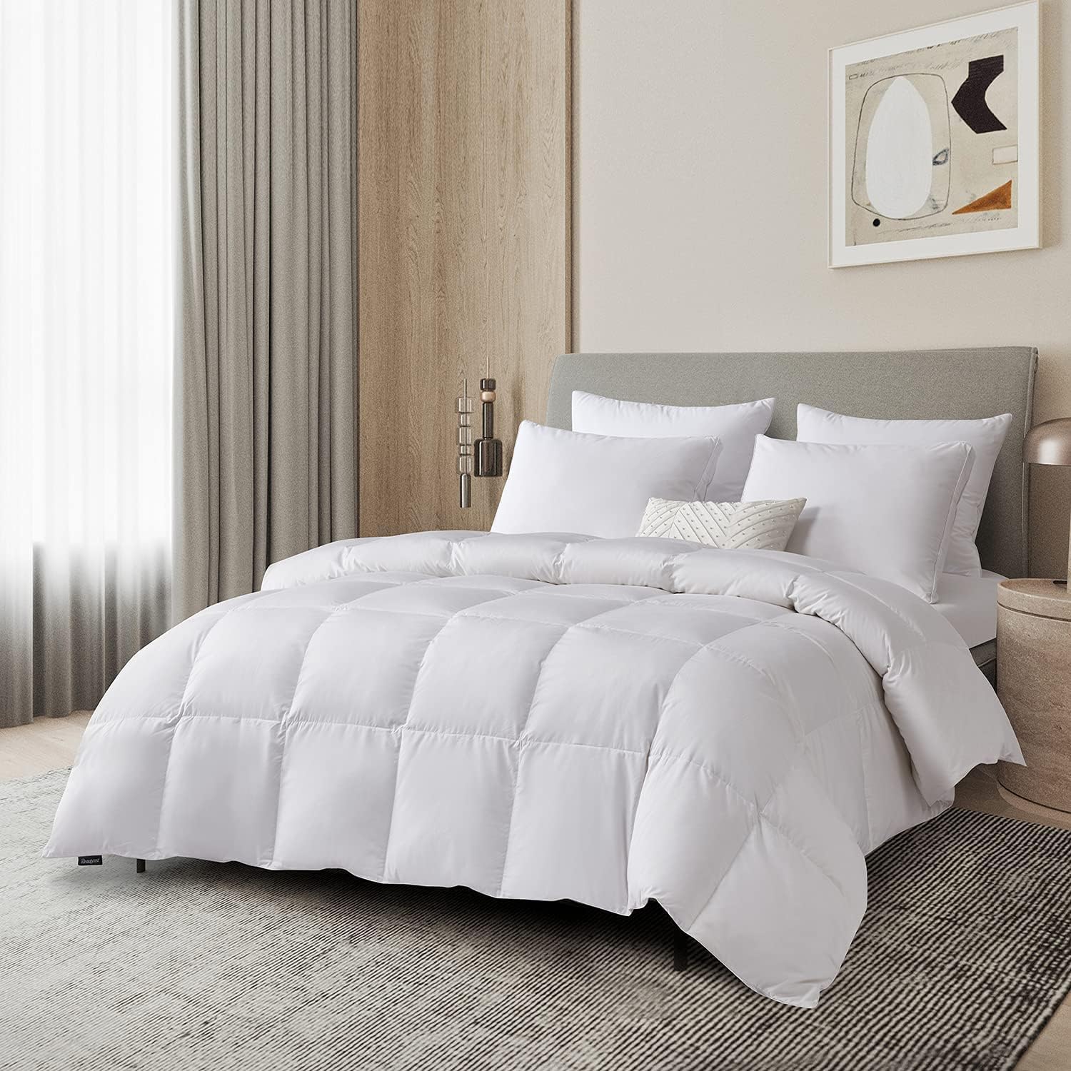 Beautyrest Tencel Cotton Blend White Down Alternative Comforter - Medium Weight All Season Bedding - Twin Size for Adults & Teens - Perfect for Home, Dorm, and Hotel Use