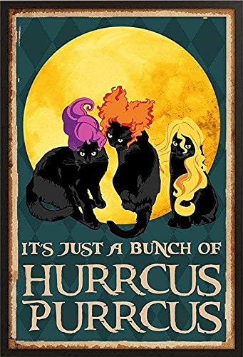 Funny Metal Sign - Sanderson Sisters 'It's Just A Bunch of Hocus Pocus' Wall Decor (20x30cm) - Perfect for Halloween Party, Home Bar, or Witch-Themed Room Decoration
