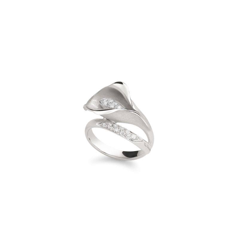 0.21ct Natural Diamond Calla Lily Ring - Elegant Solitaire Engagement Wedding Band for Women - Perfect for Proposals, Anniversaries & Special Occasions