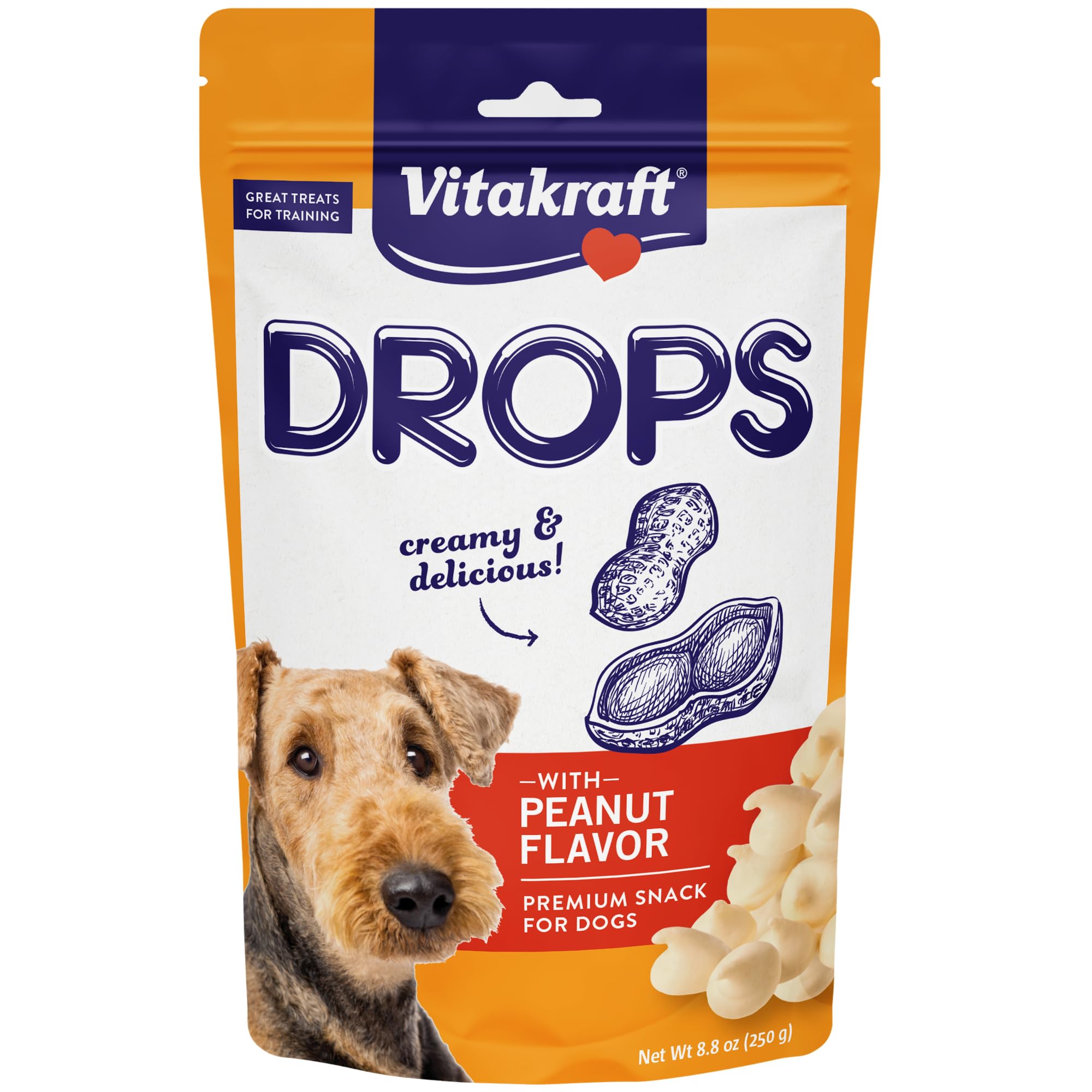 Vitakraft Peanut Flavor Dog Treats - Bite-Sized Training Snacks for Small & Medium Dogs, 8.8oz Resealable Pouch - Perfect for Obedience Training, Reward System & Positive Reinforcement at Home or Outdoors
