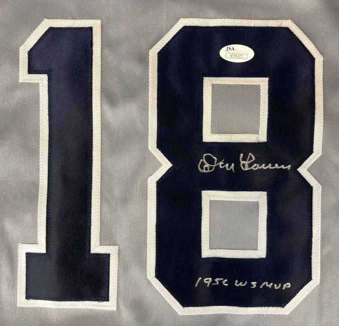 Don Larsen New York Yankees Signed Gray Baseball Jersey - 1956 World Series MVP Inscribed with JSA COA - Perfect for Collectors, Sports Memorabilia Displays & Yankees Fan Gifts
