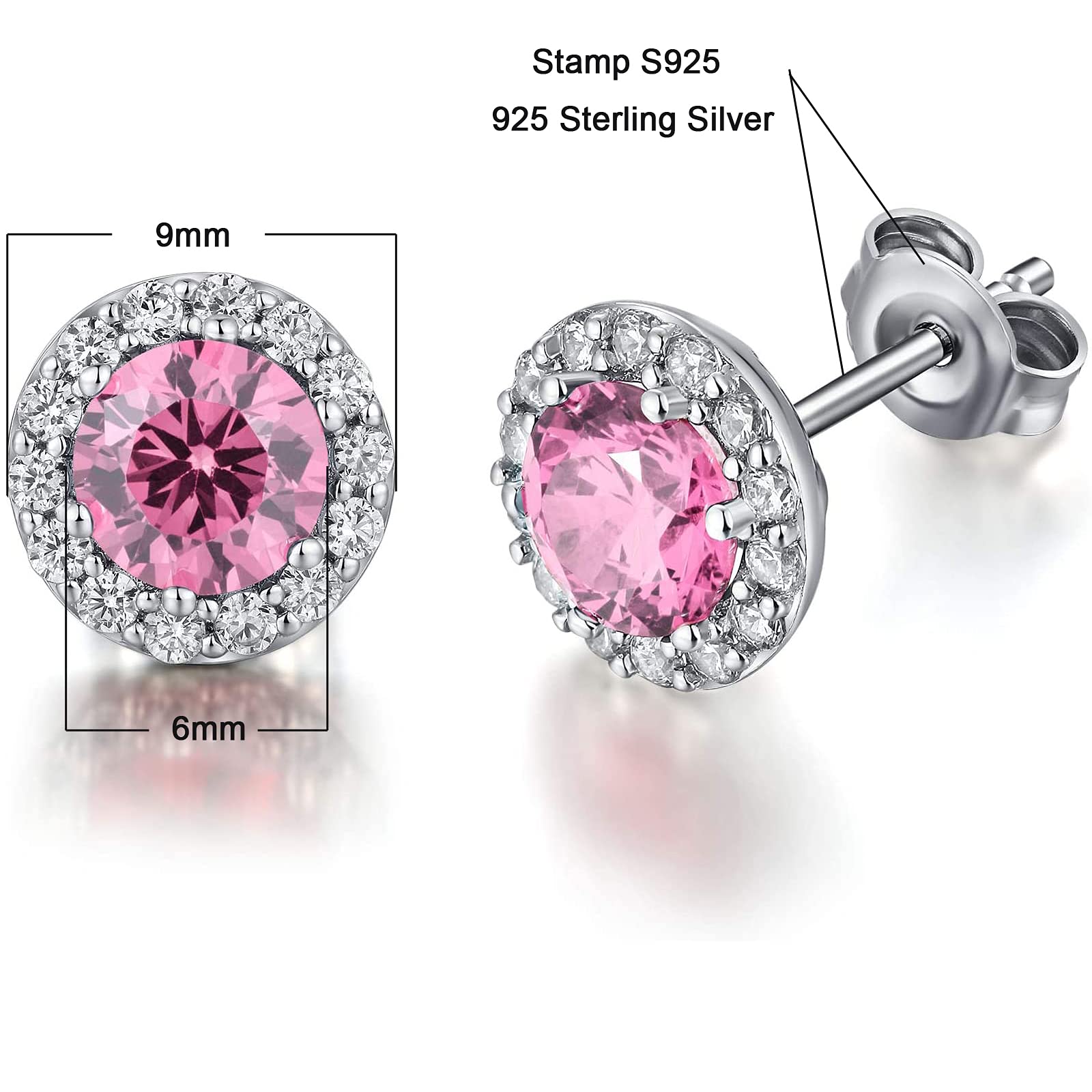925 Sterling Silver Halo Stud Earrings for Women - Cubic Zirconia Diamond Earrings | Unisex Jewelry Gift for Anniversary, Birthday & Everyday Wear
