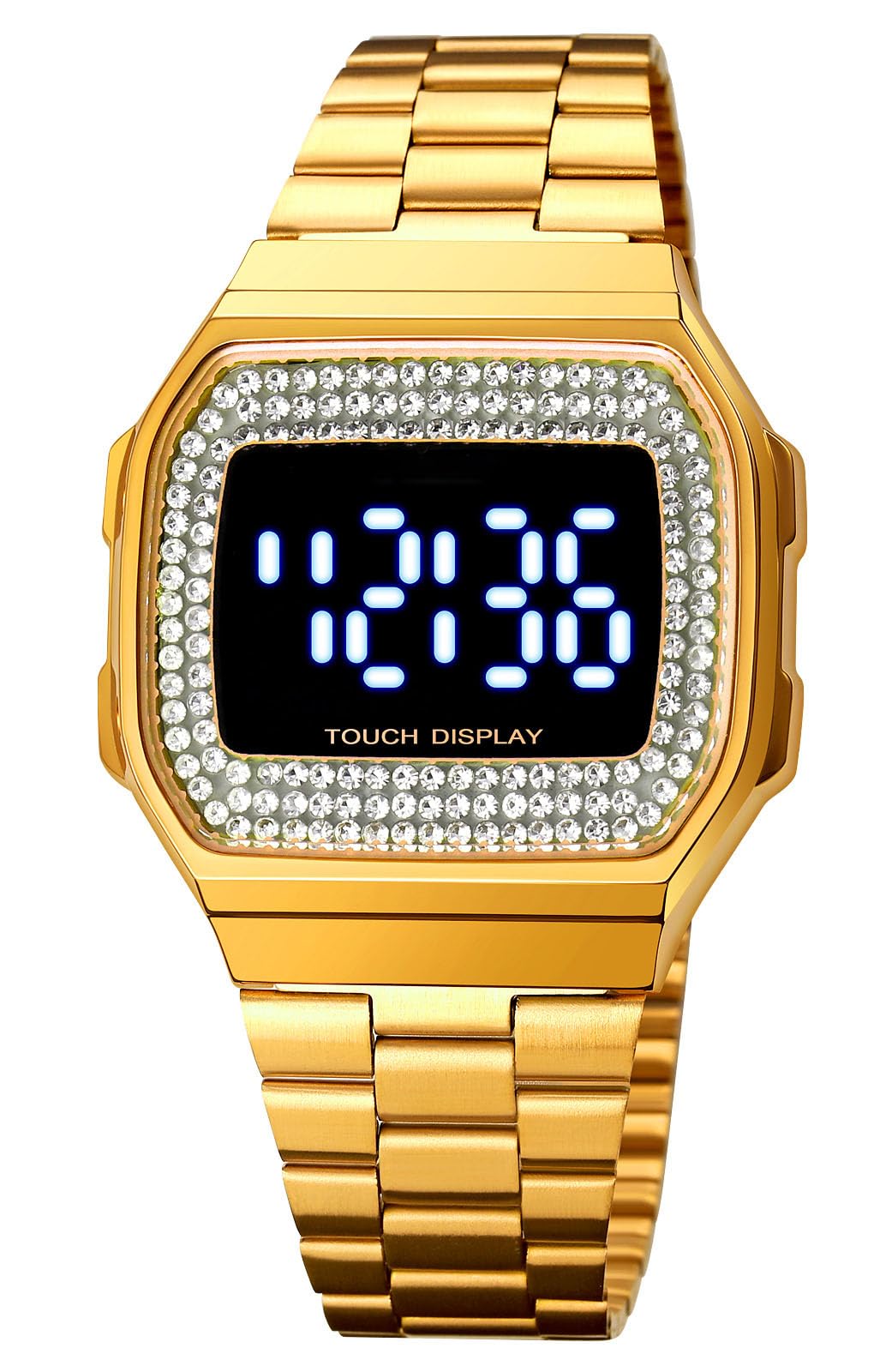 Luxury Unisex Digital Watch - Stainless Steel Band, Multifunction Square Electronic Watch with Crystal for Men & Women | Perfect for Sports, Fitness & Everyday Fashion Accessories