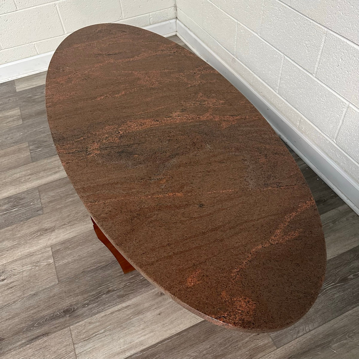 Modern Granite Top Coffee Table with Cherry Wood & Metal Base - Perfect for Living Room, Office, or Lounge Decor