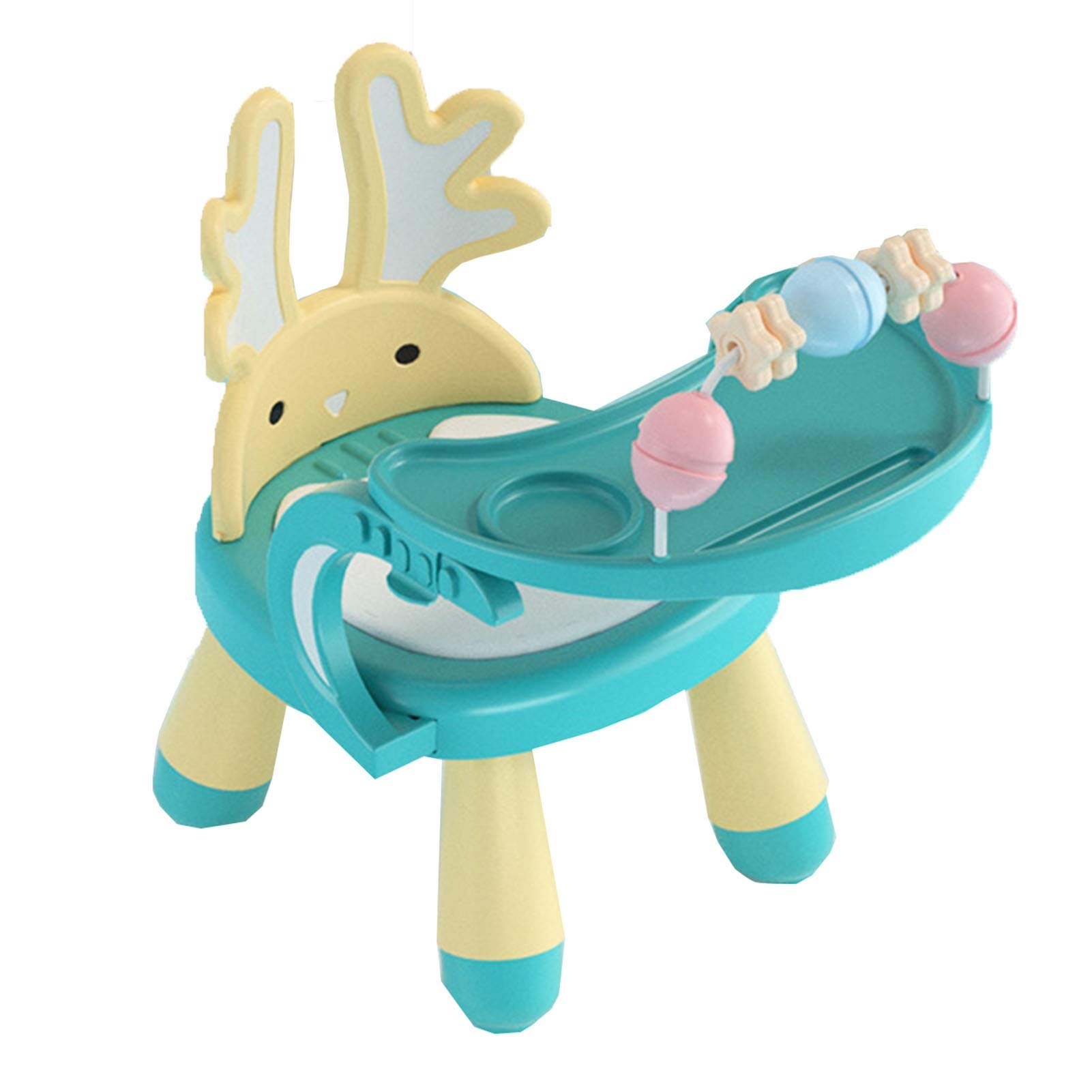 WFF Plastic Back Chair for Kids - Cartoon Baby Vocal Chair & Small Bench, Yellow - Perfect for Playrooms, Daycares, and Toddler Seating