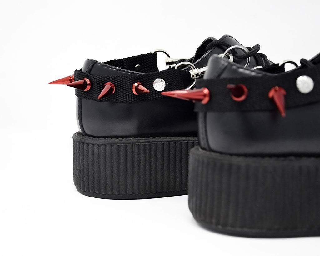 Spiked Red Bondage Shoe Straps - Punk Gothic Fetish Ankle Cuffs for Women | Perfect for BDSM, Cosplay & Alternative Fashion